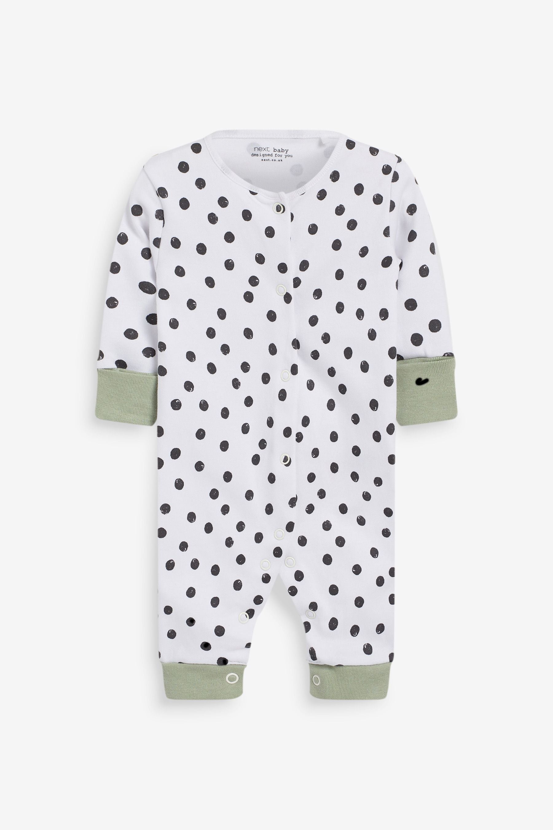 Mint Green/Charcoal Grey Baby 5 Pack Printed Footless Sleepsuits (0mths-3yrs)