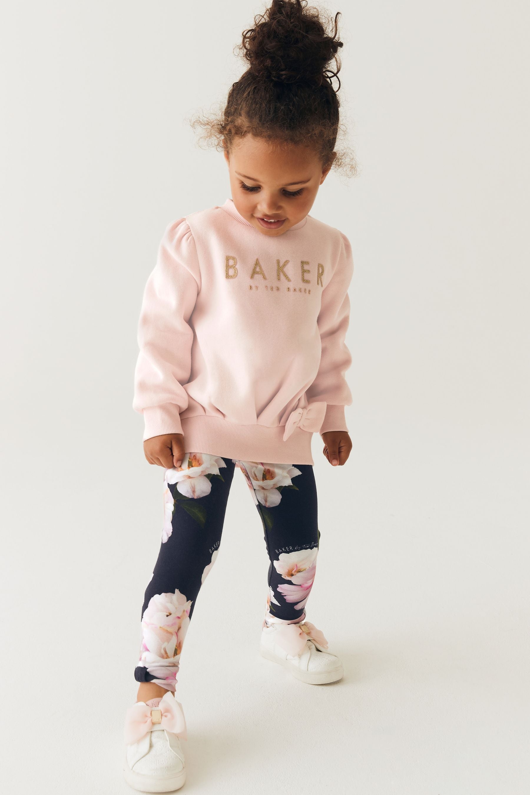 Pink Baker by Ted Baker (0-6yrs) Pink Bow Sweater and Leggings Set