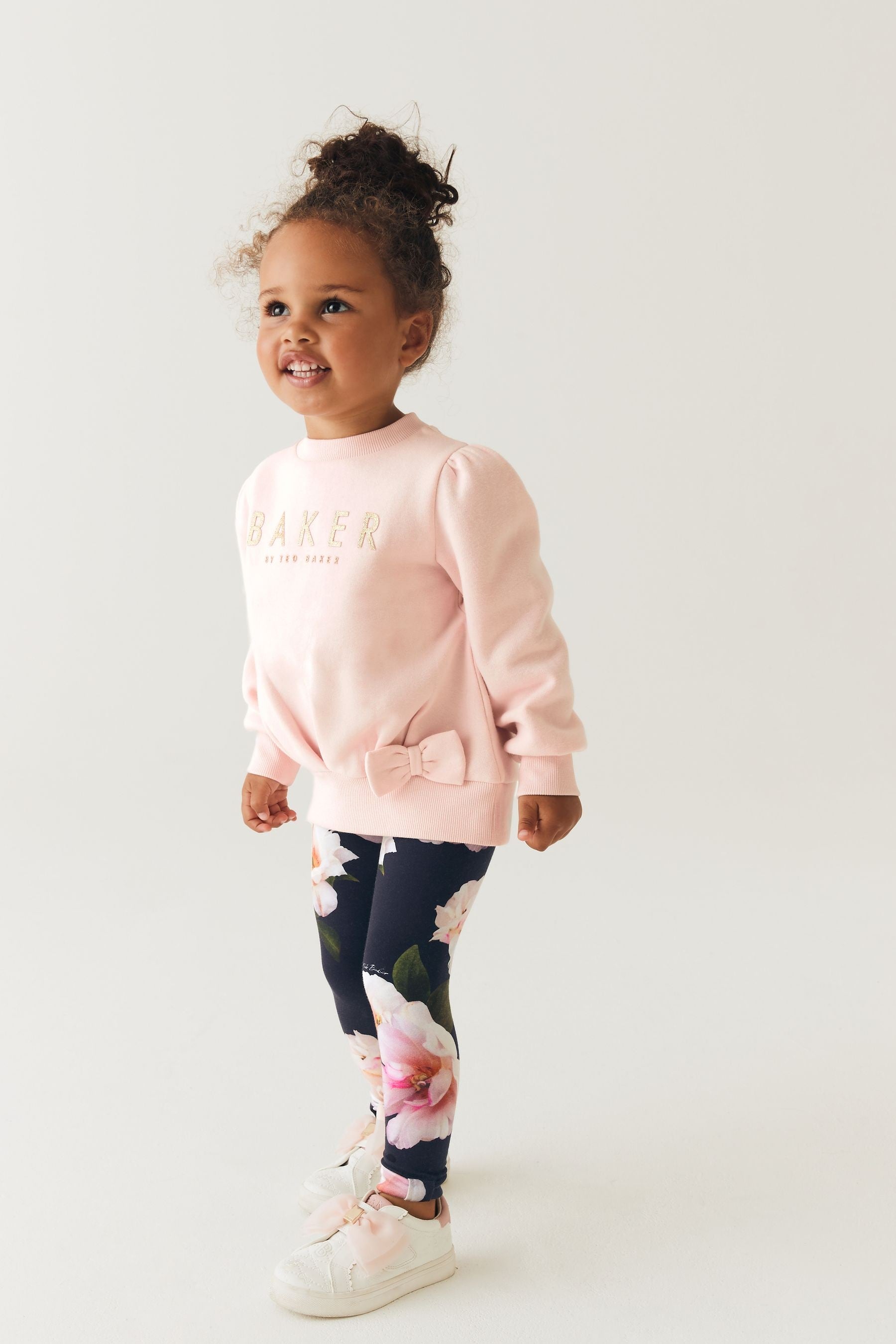 Pink Baker by Ted Baker (0-6yrs) Pink Bow Sweater and Leggings Set