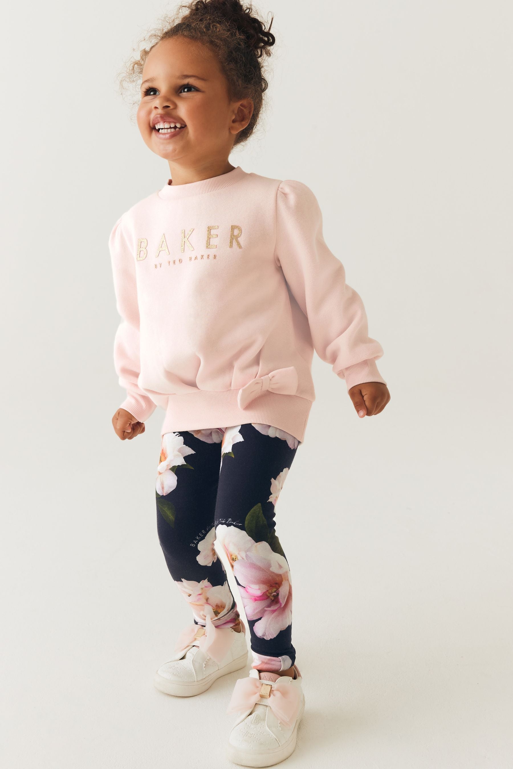 Pink Baker by Ted Baker (0-6yrs) Pink Bow Sweater and Leggings Set