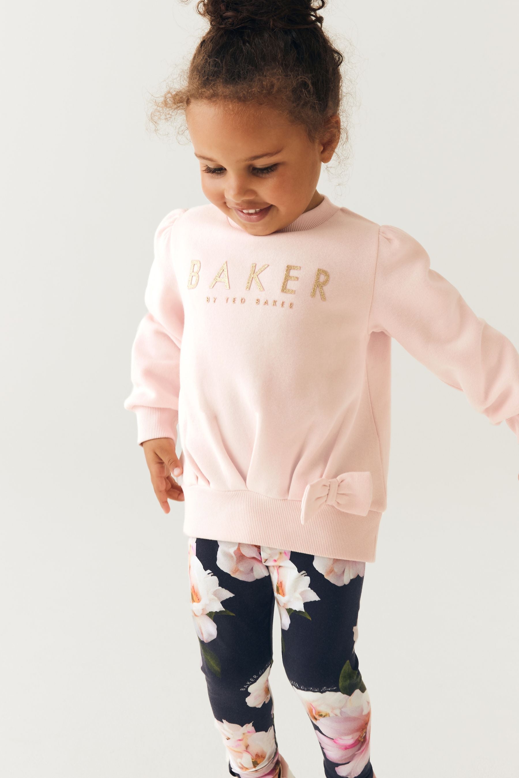 Pink Baker by Ted Baker (0-6yrs) Pink Bow Sweater and Leggings Set