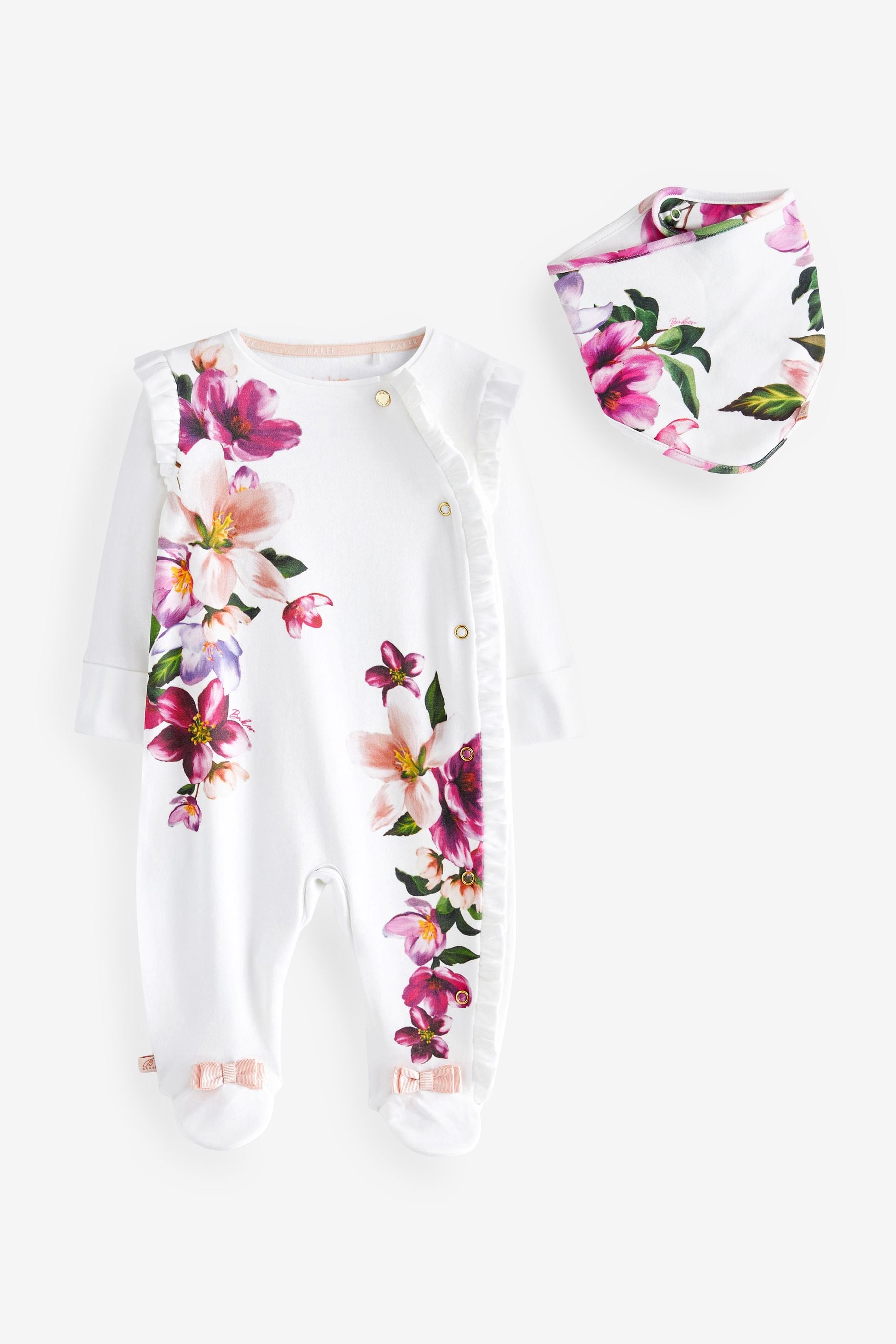 White Baker by Ted Baker Placement White Sleepsuit and Bib Set