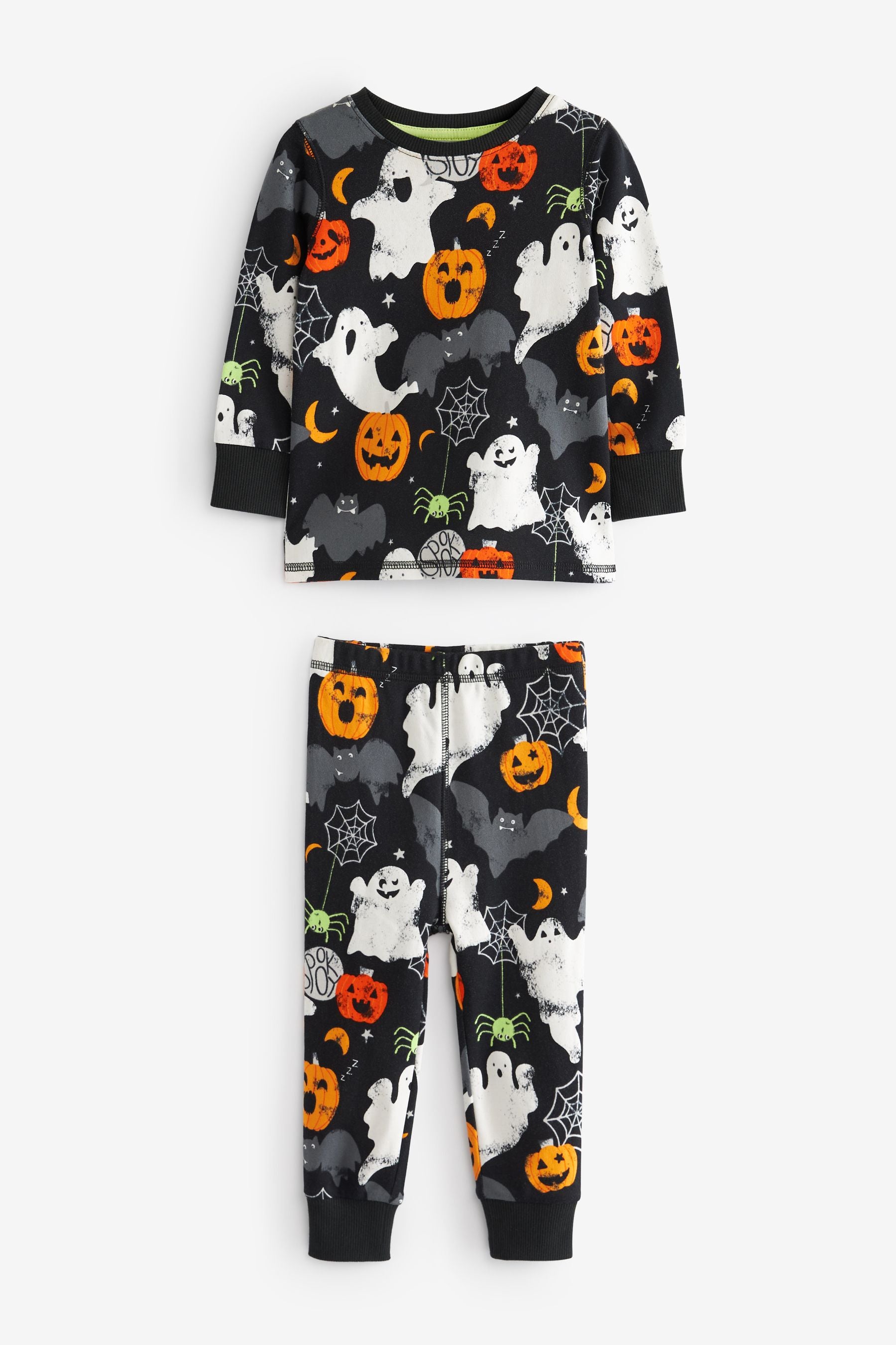 Black Glow In The Dark Kids Halloween 100% Cotton Pyjamas (9mths-10yrs)