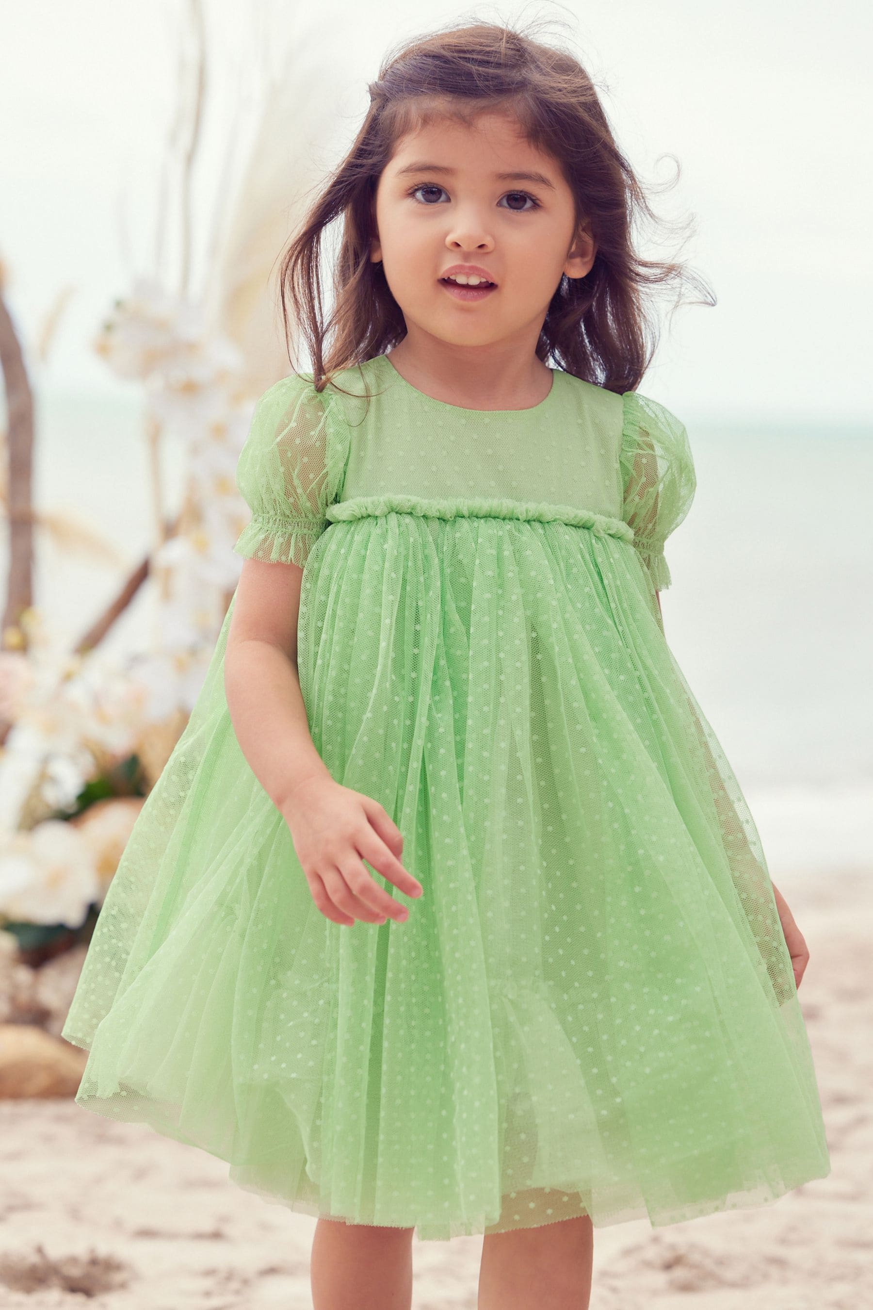 Green Mesh Party Dress (3mths-7yrs)