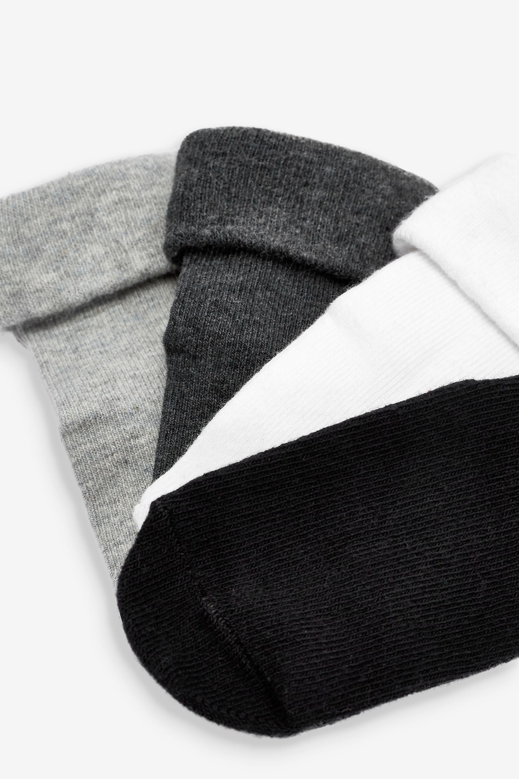 Monochrome 4 Pack Roll Top Baby Socks (0mths-2yrs)