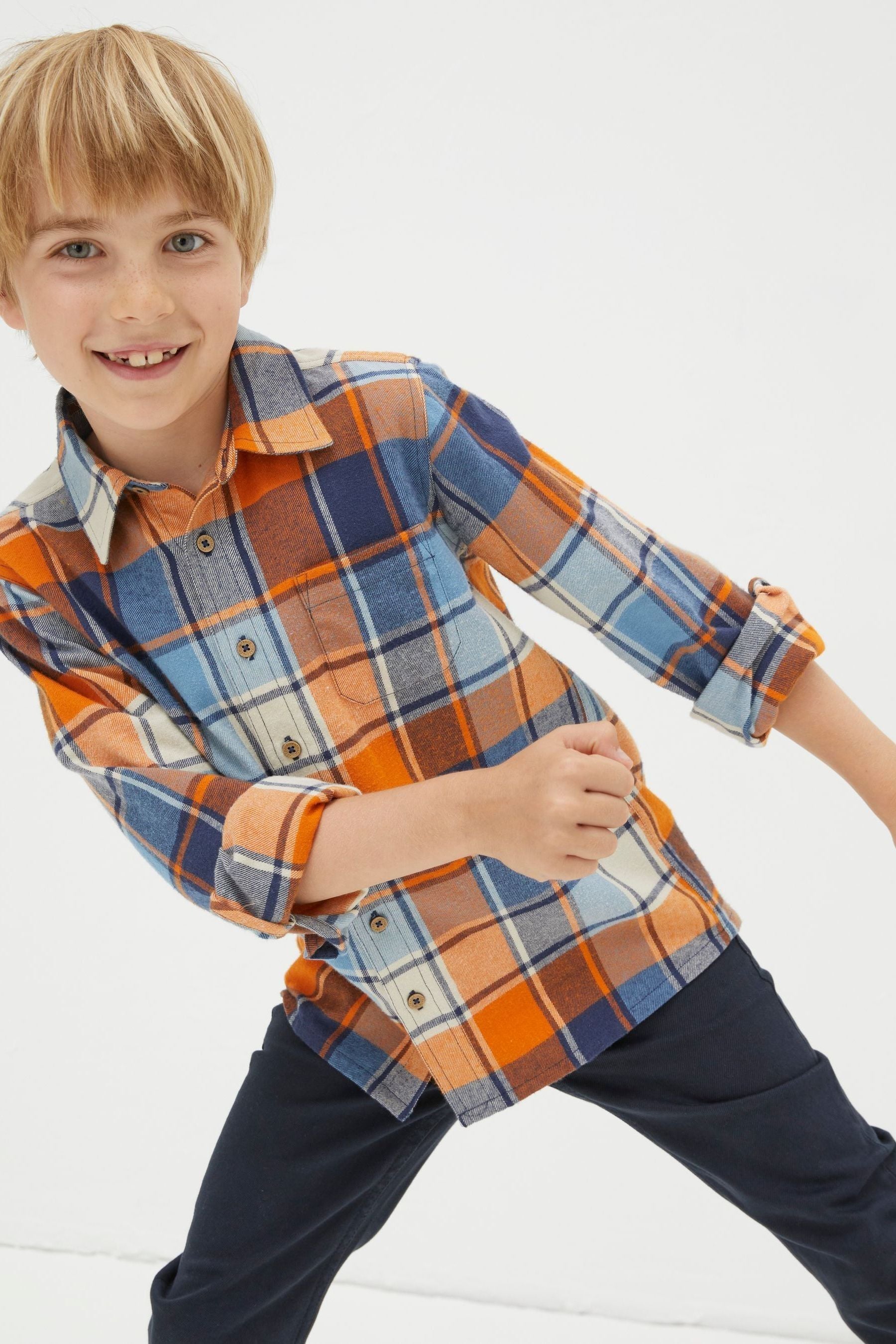 Orange FatFace Arlo Check Shirt