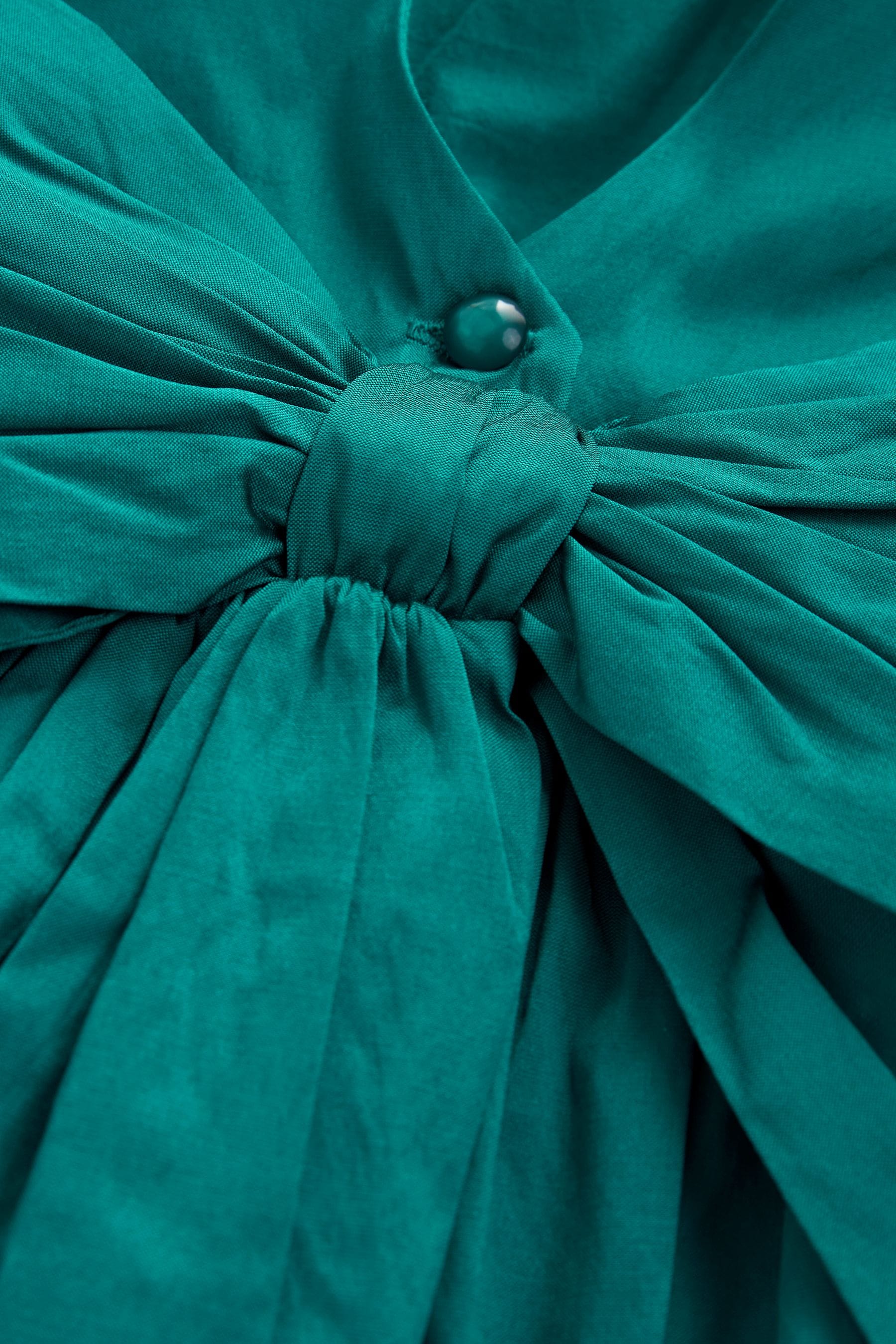 Teal Green Taffeta Flower Girl Bow Dress (3mths-8yrs)