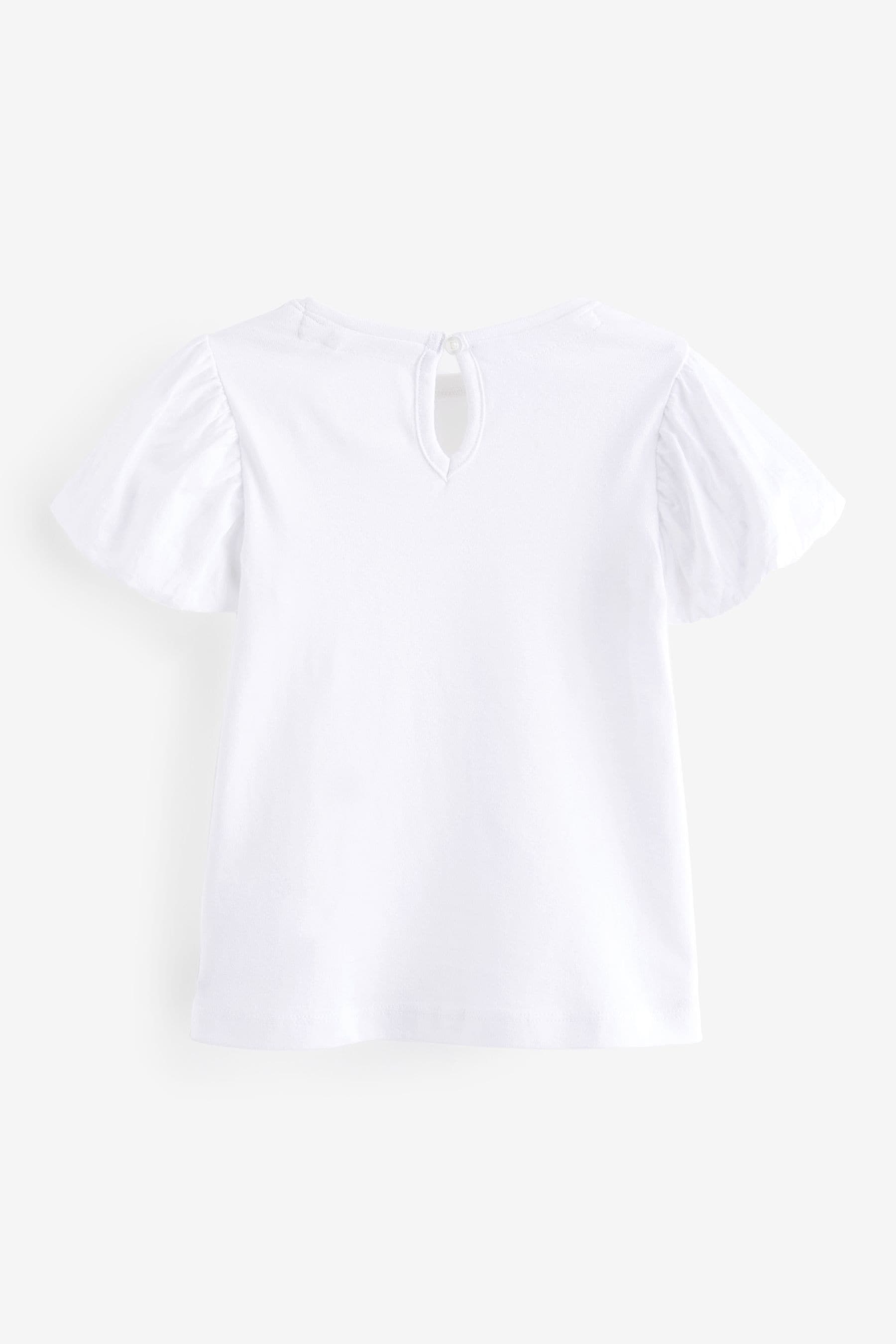 White Puff Short Sleeve T-Shirt (3mths-7yrs)