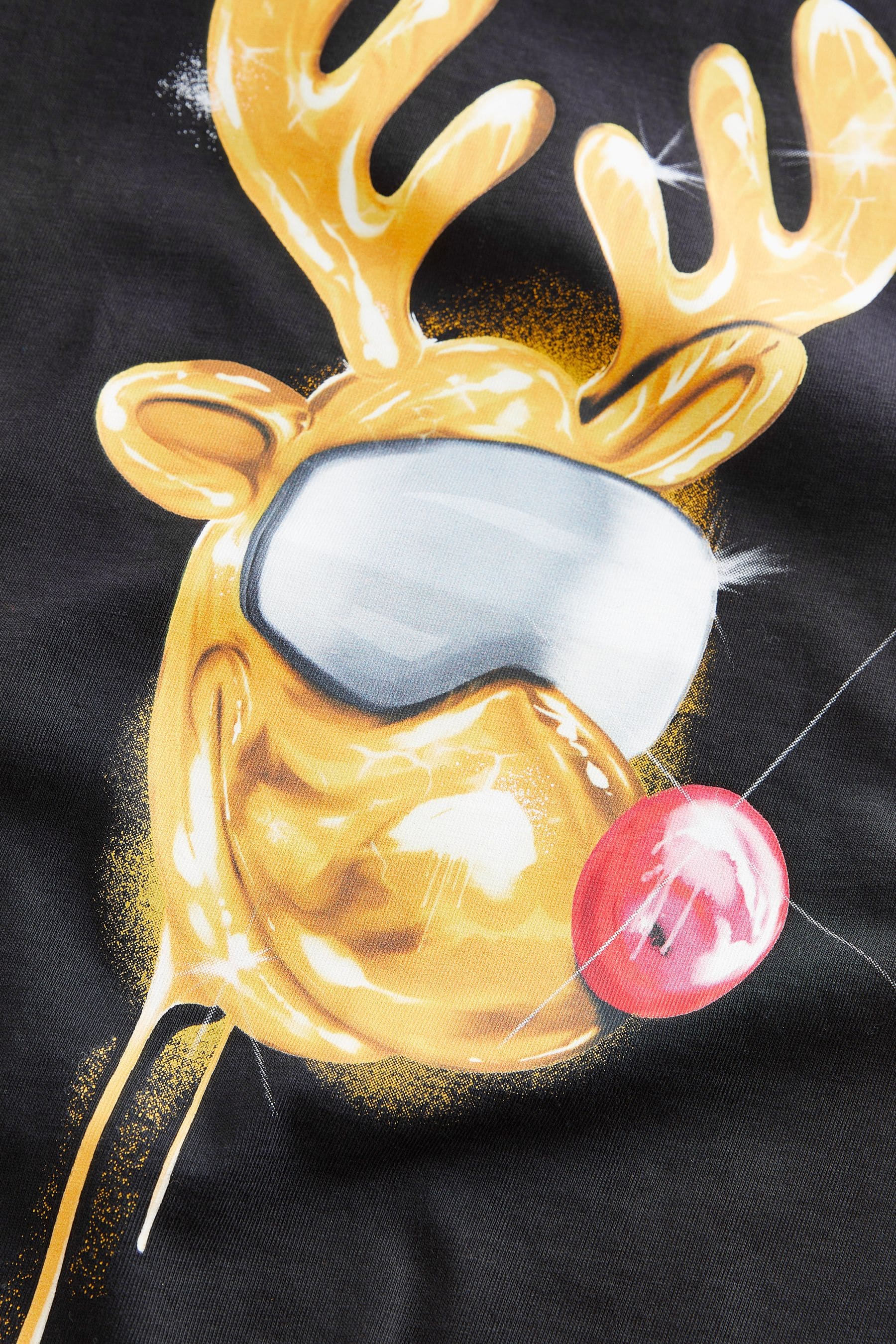 Black Reindeer Short Sleeve Christmas T-Shirt (3-16yrs)