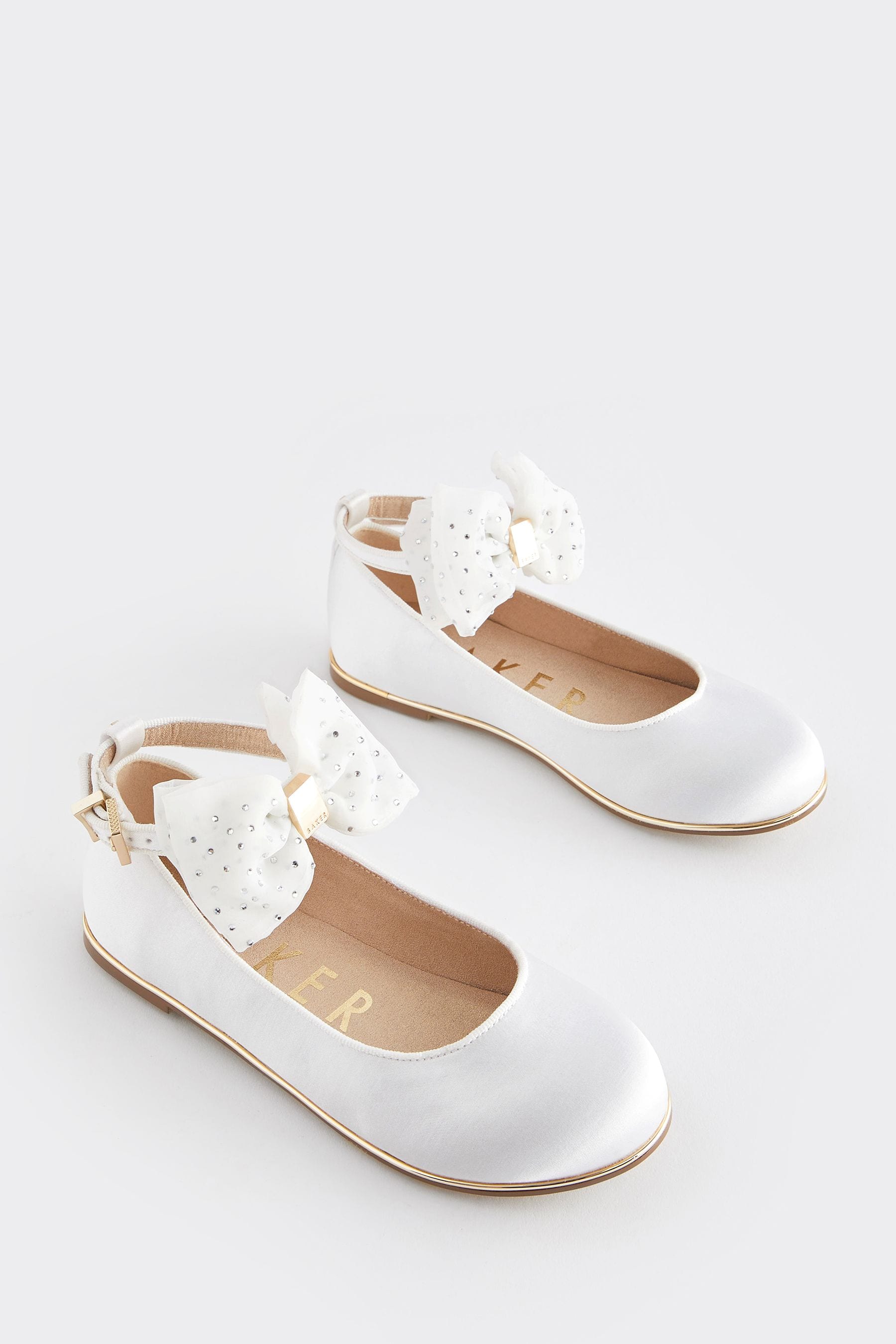 Ivory Baker by Ted Baker Girls Tulle Bow Satin Shoes