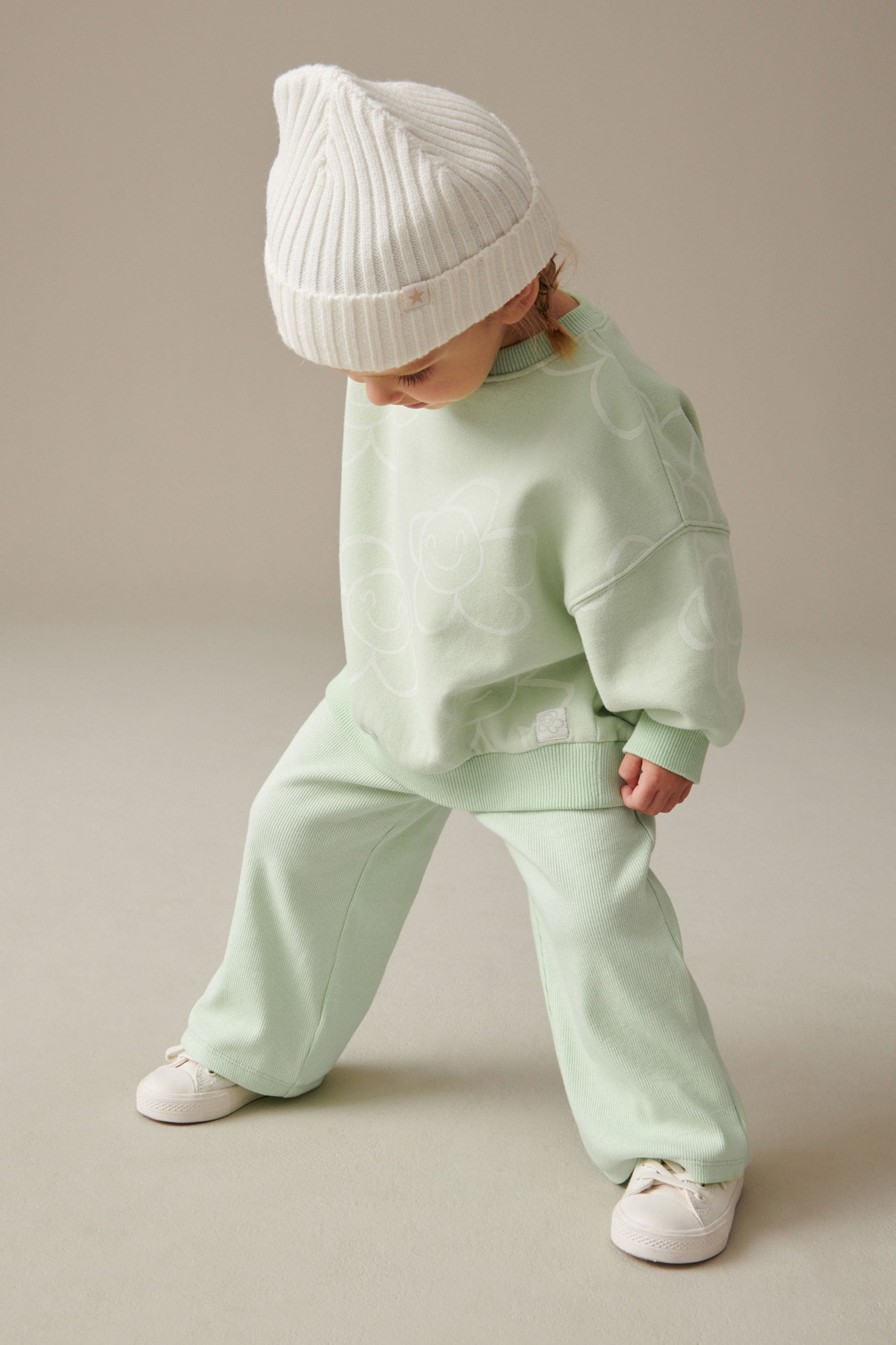 Green 2pc Sweatshirt and Wide Leg Trouser Set (3mths-7yrs)