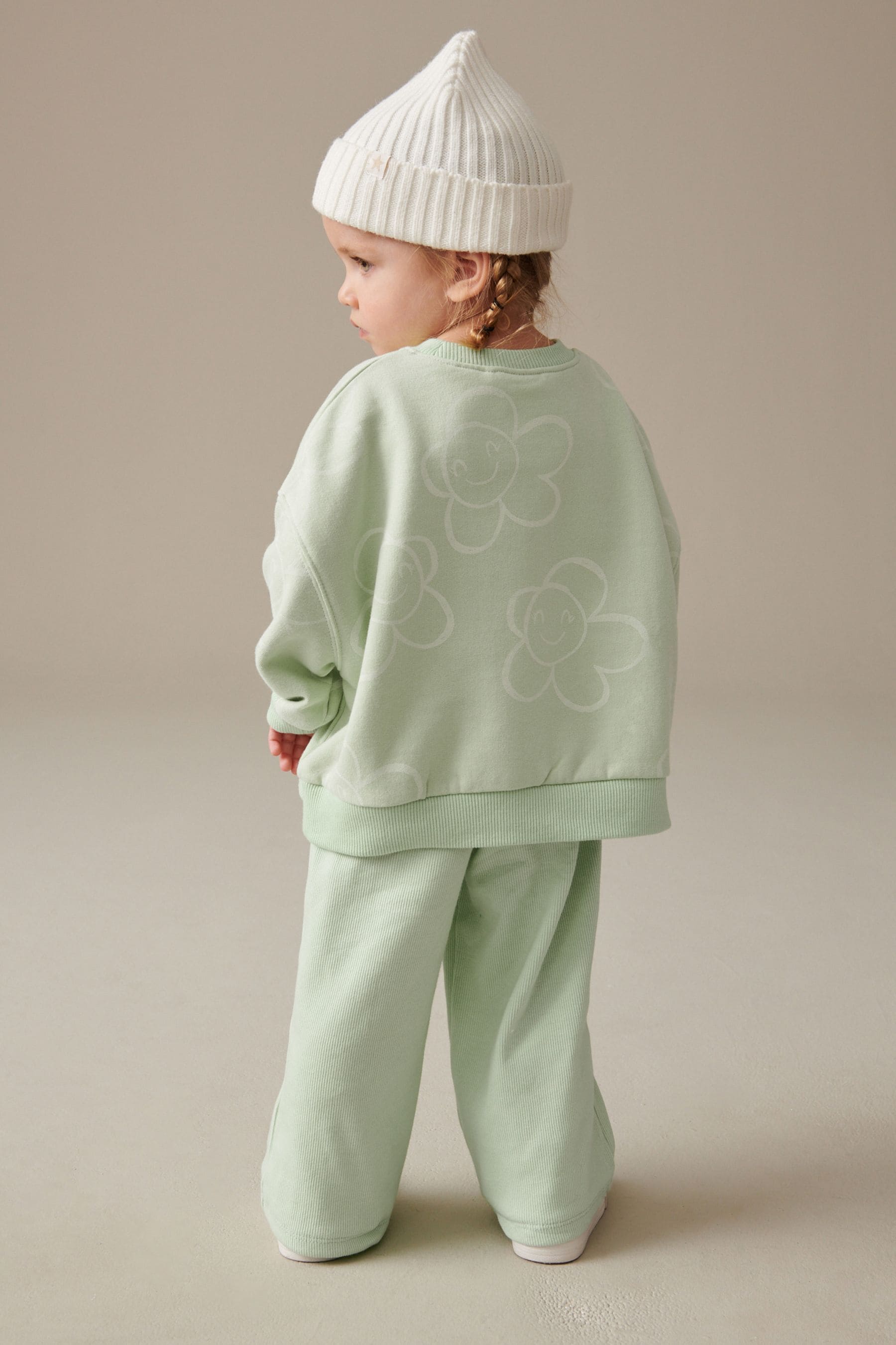 Green 2pc Sweatshirt and Wide Leg Trouser Set (3mths-7yrs)