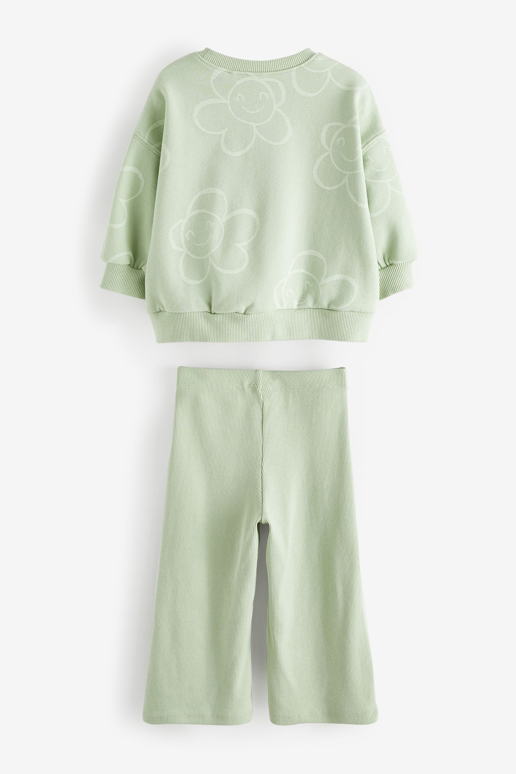 Green 2pc Sweatshirt and Wide Leg Trouser Set (3mths-7yrs)