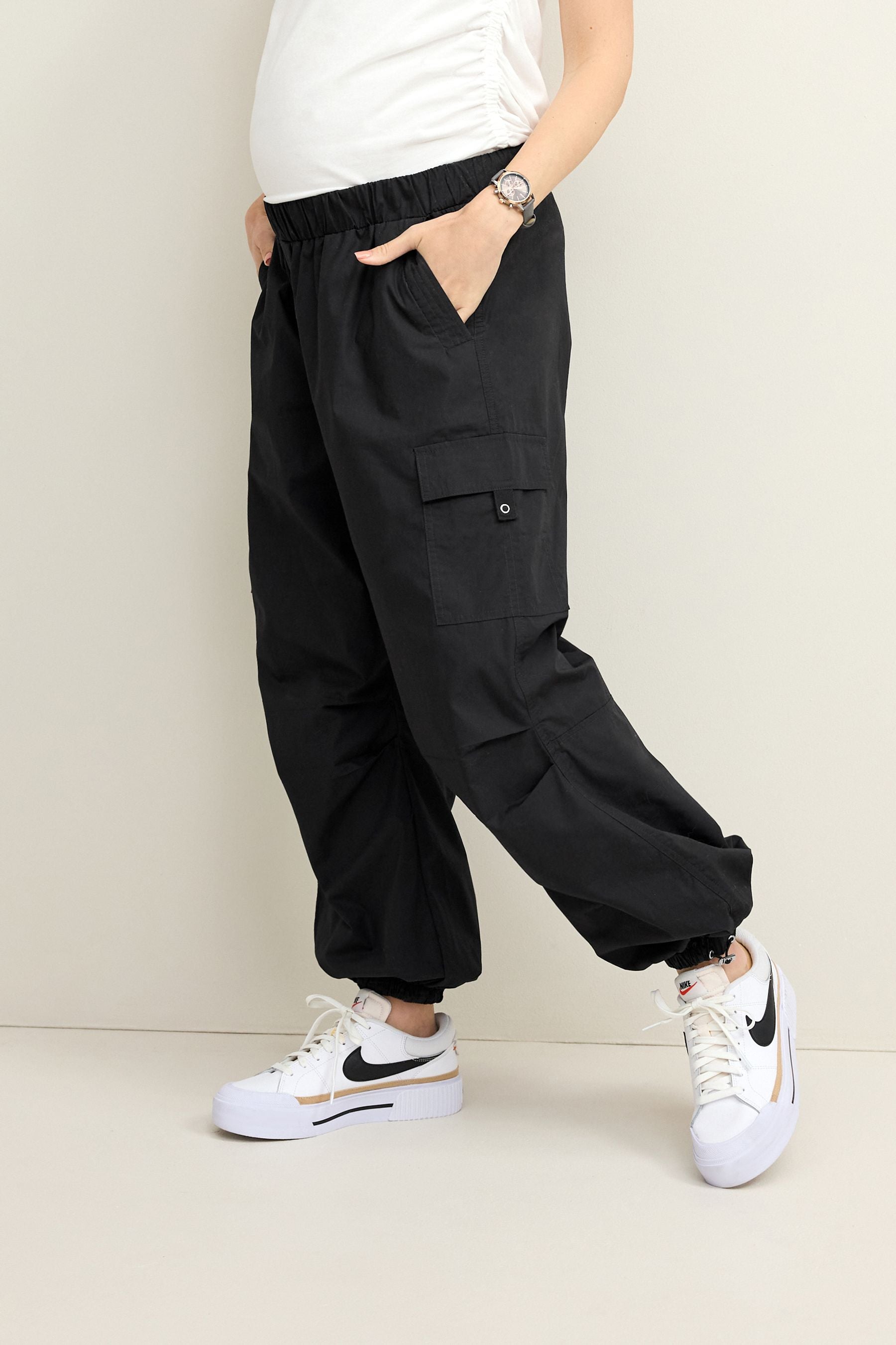 Black Maternity Utility Cargo Trousers