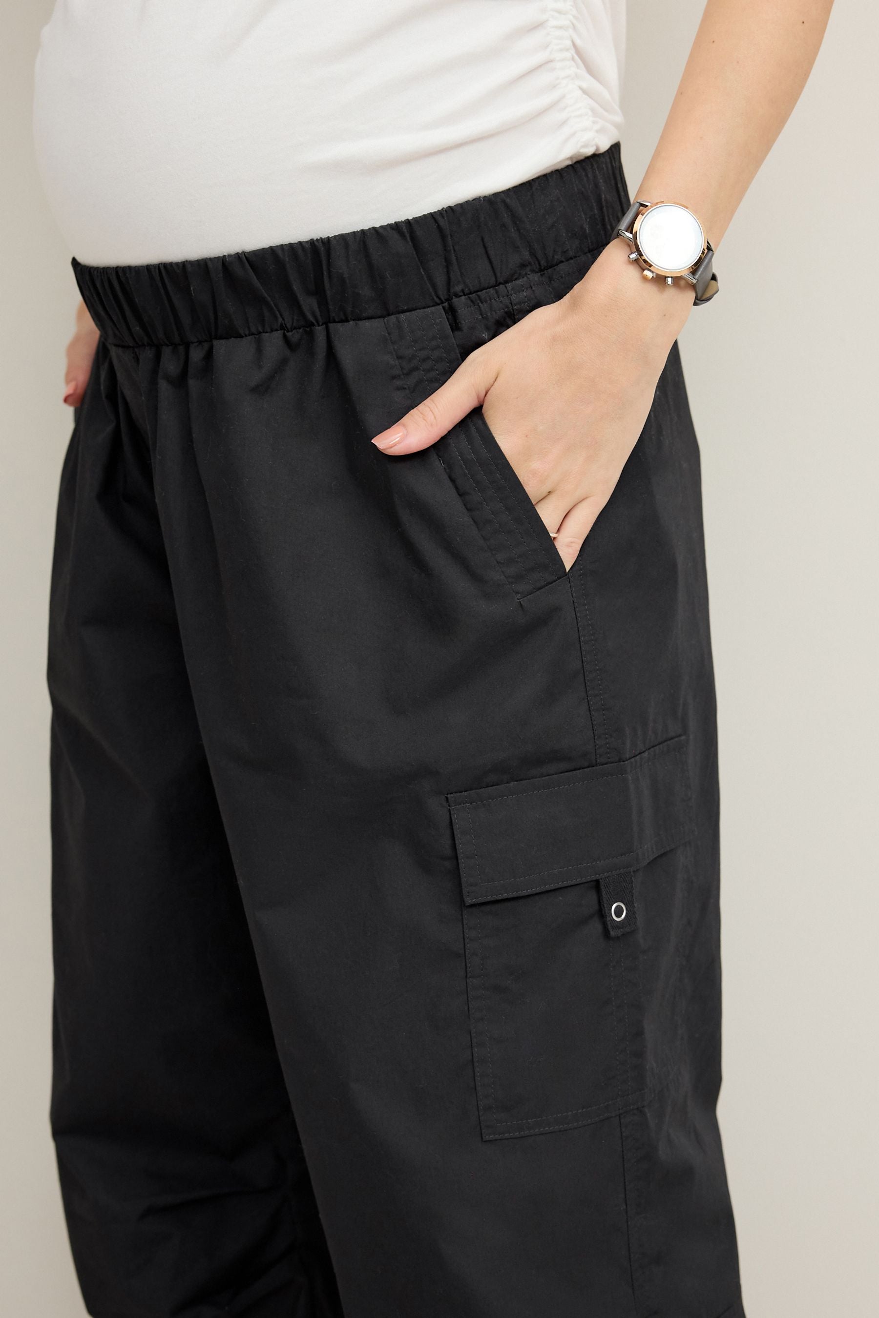 Black Maternity Utility Cargo Trousers