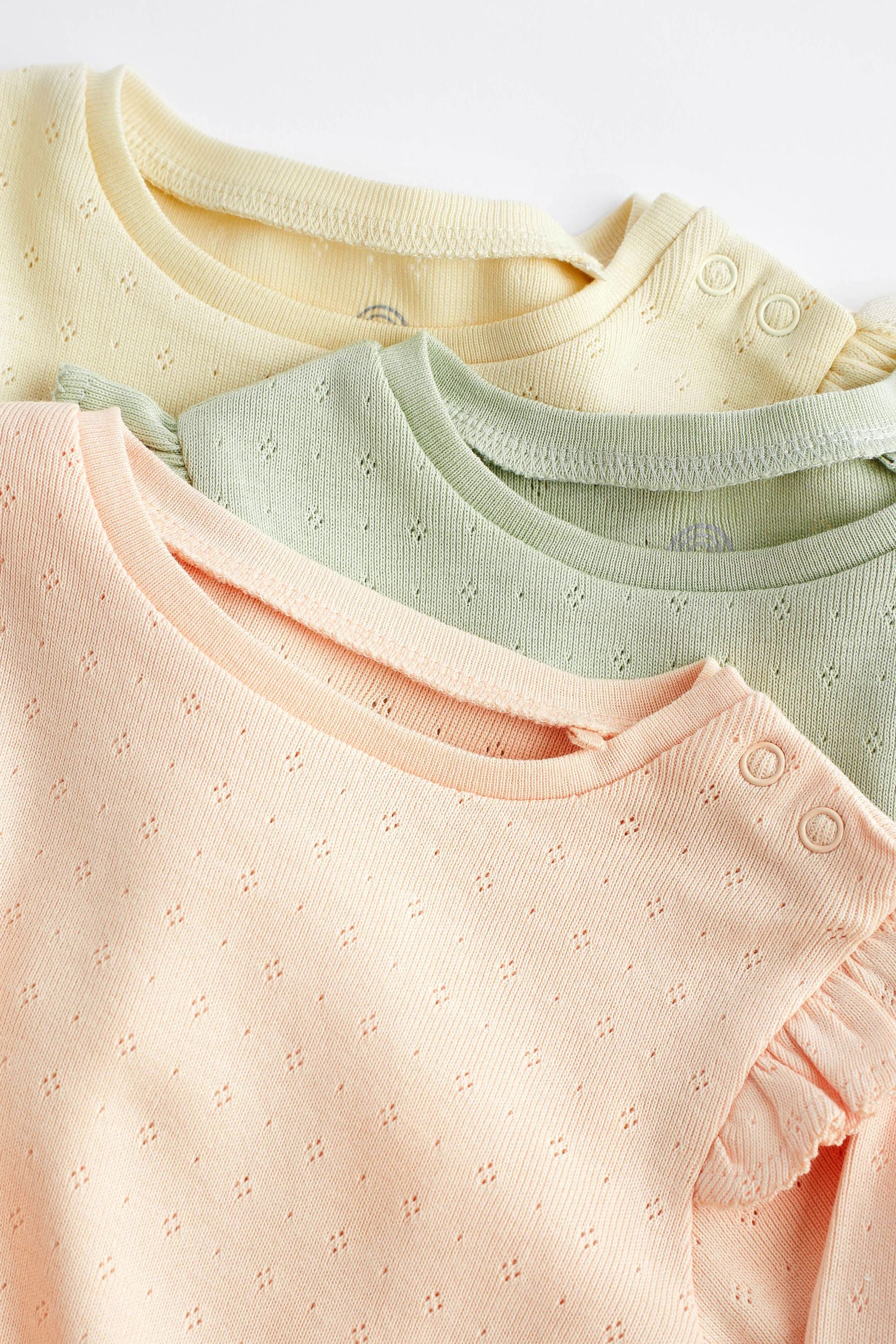 Sage Green Pointelle Baby Bodysuits 3 Pack