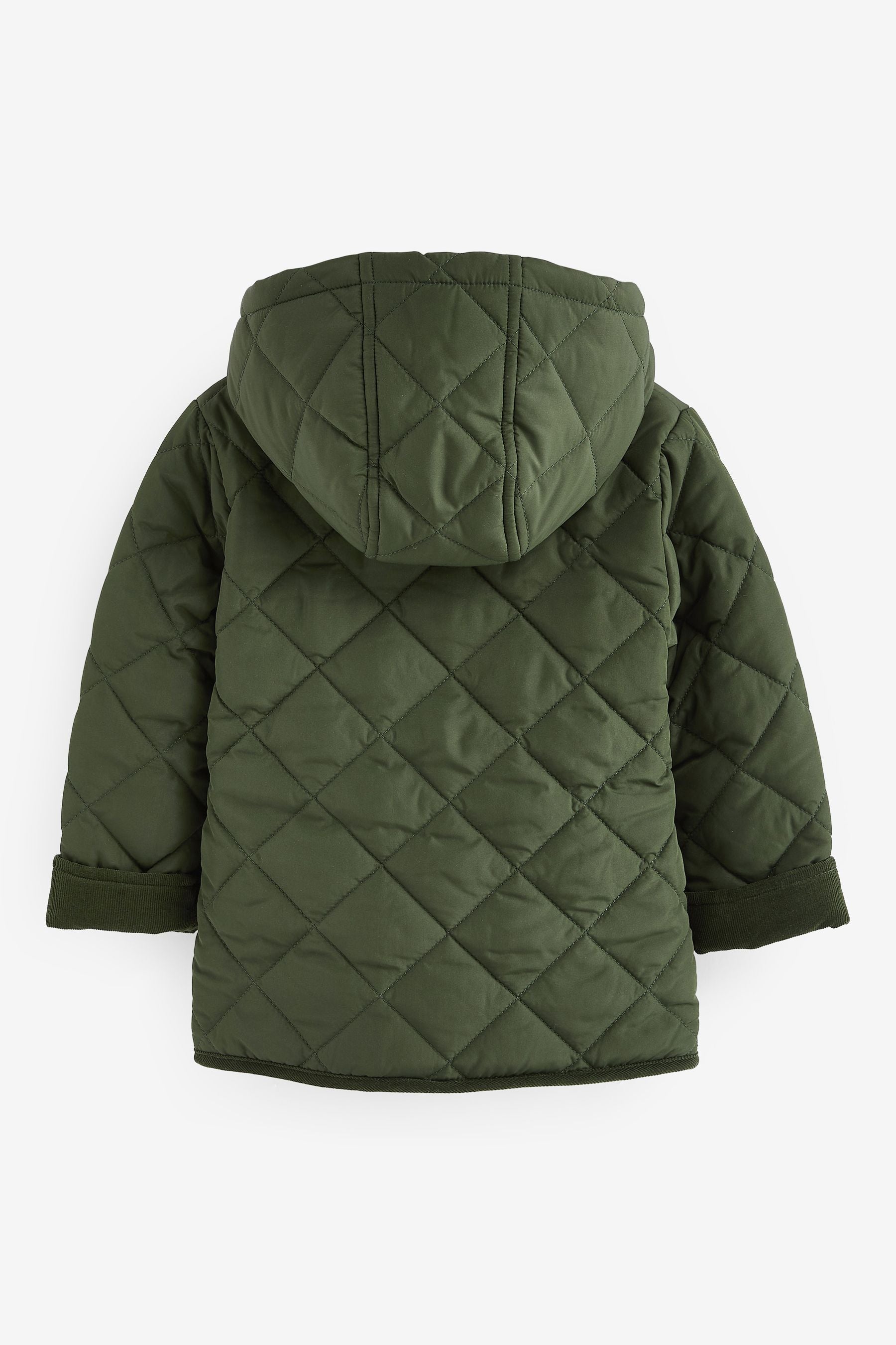 Khaki Green Quilted Teddy Borg Fleece Lined Jacket (3mths-7yrs)