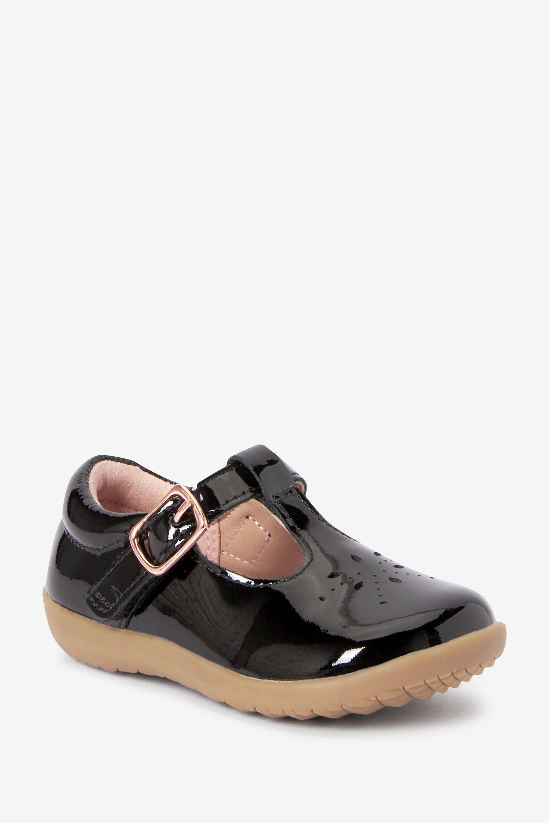 Black Patent Leather First Walker T-Bar Shoes