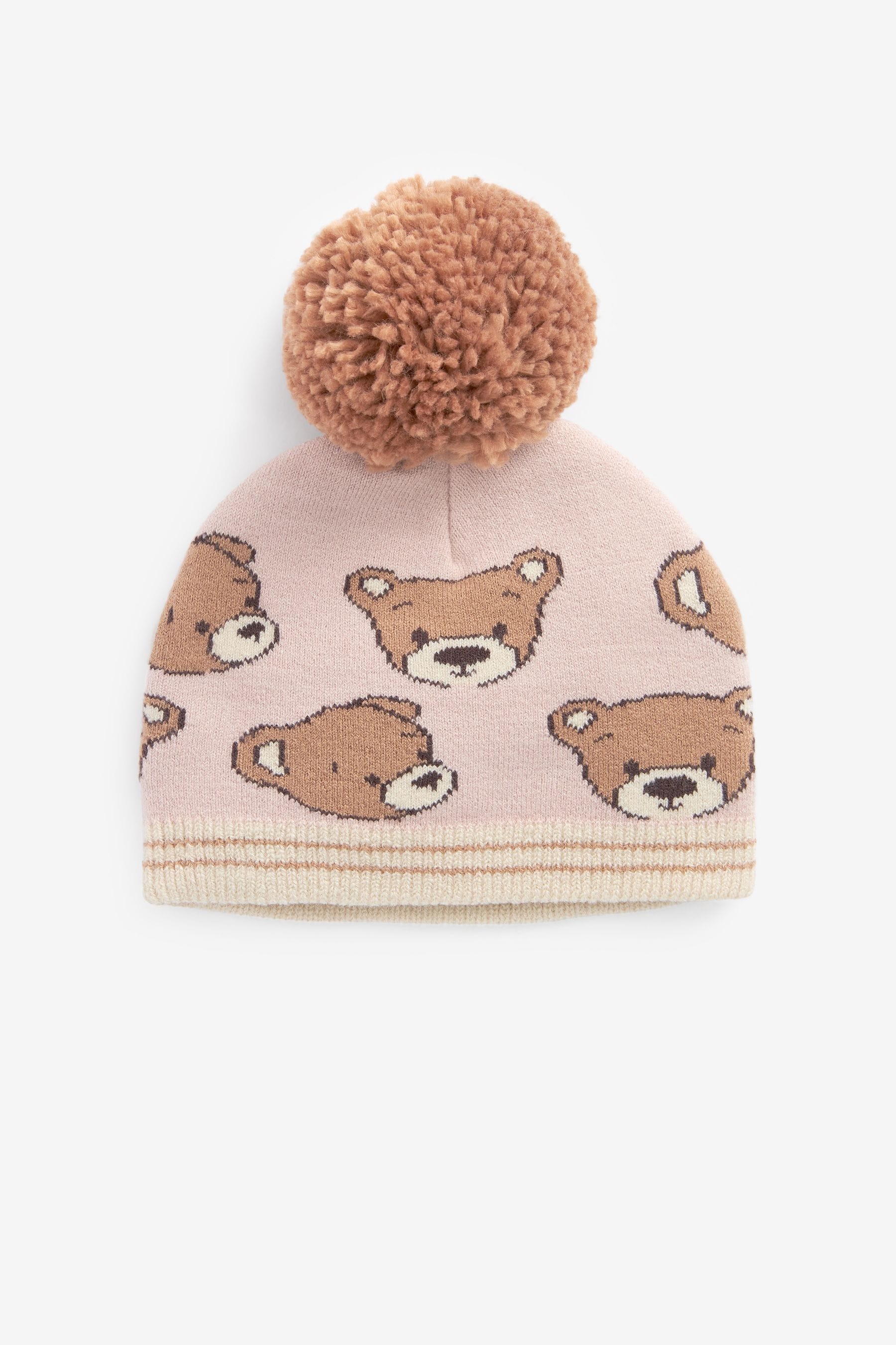 Neutral Cat Pom Beanie Hat (3mths-6yrs)