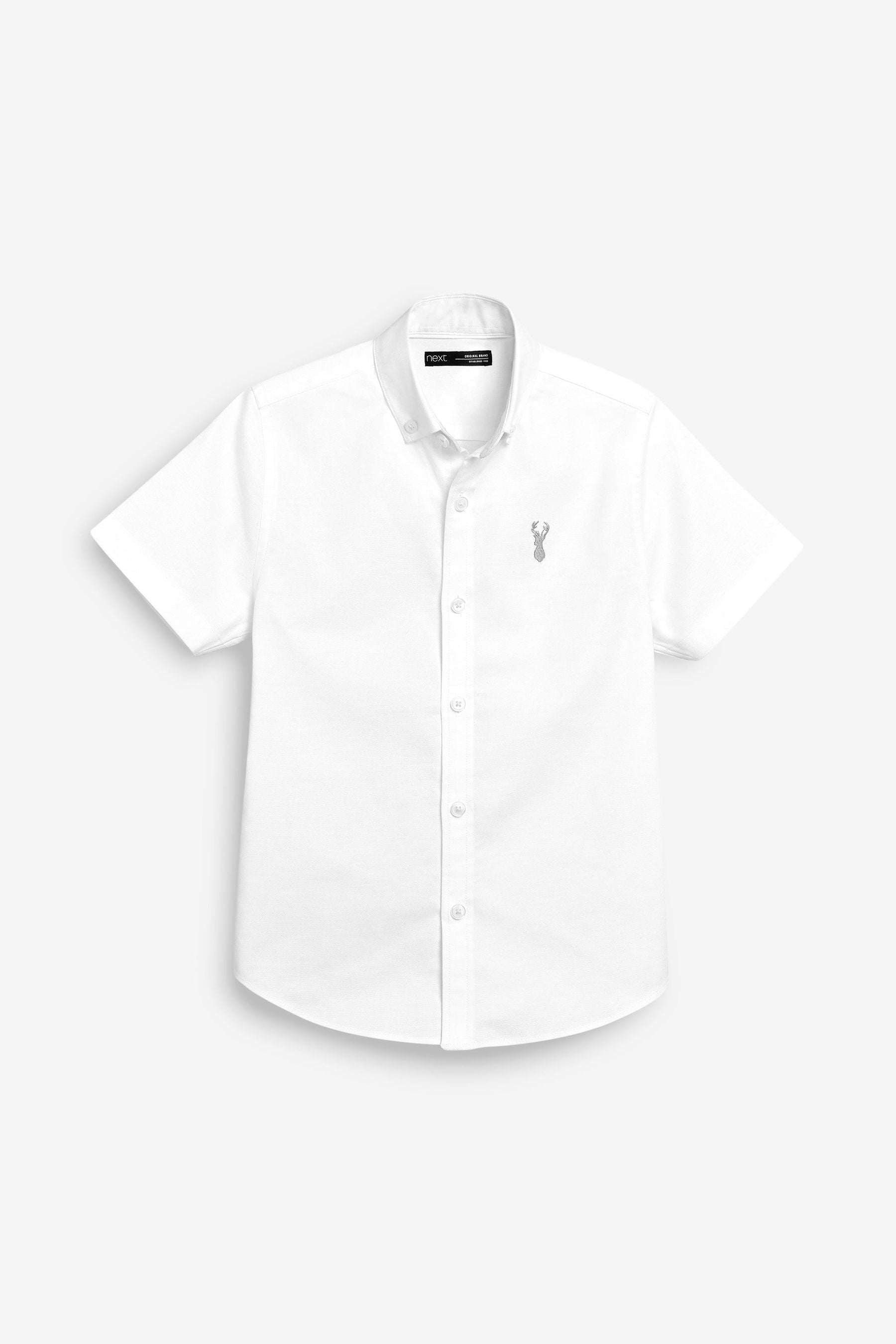 White Short Sleeve Cotton Rich Oxford Shirt (3-16yrs)