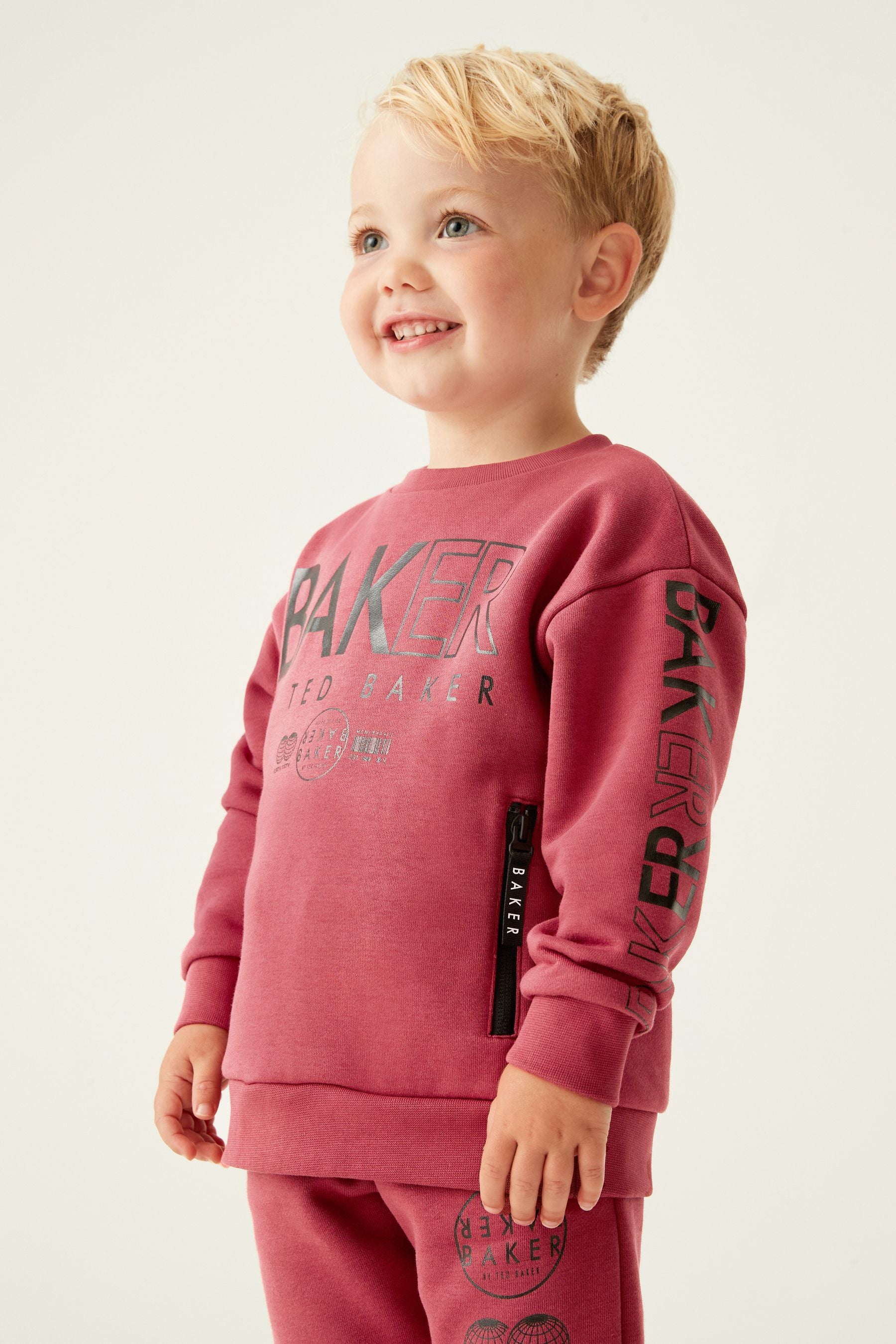 Burgundy Red Baker by Ted Baker (0-6yrs) Letter Sweater and Jogger Set