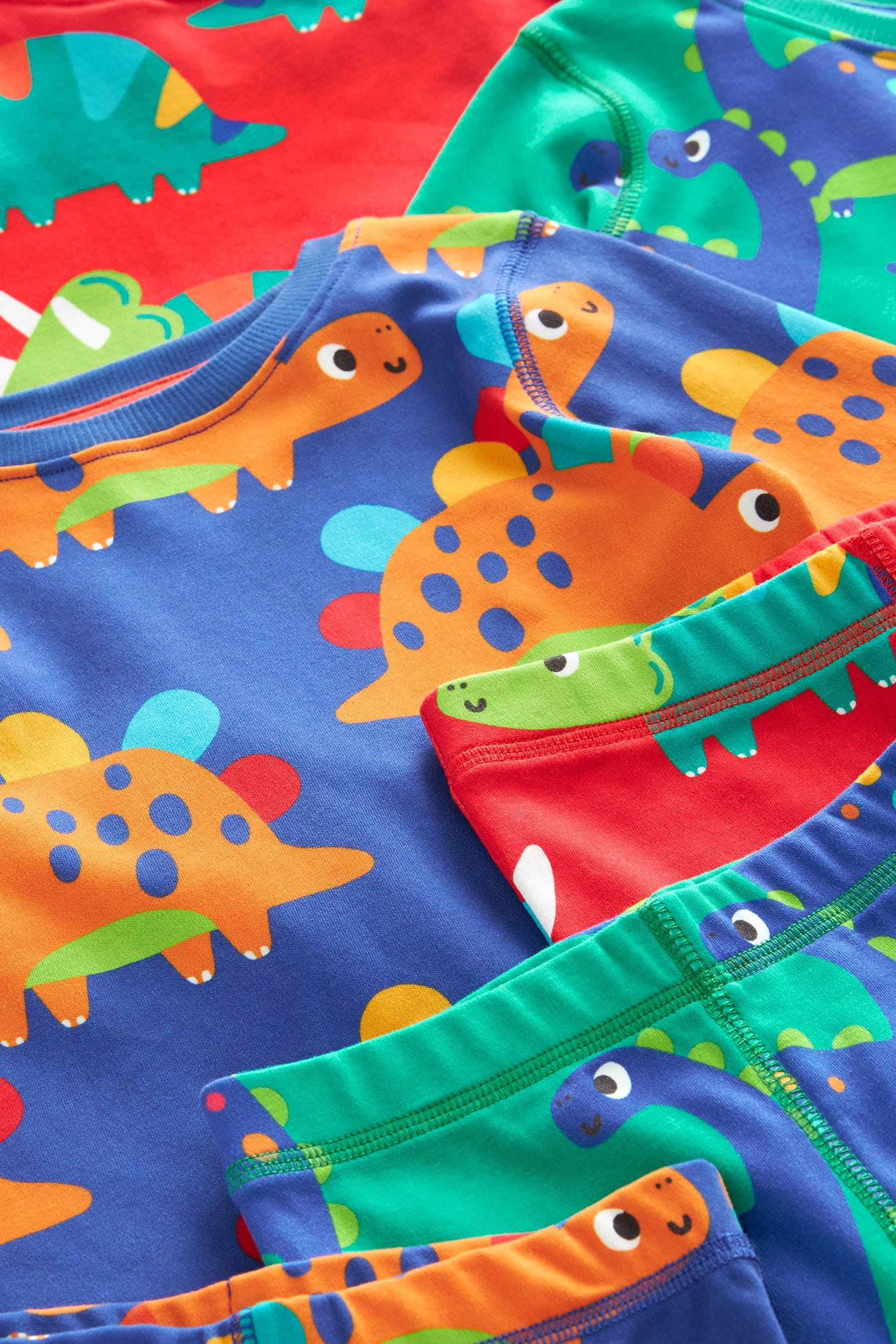 Red/Blue/Green Dinosaur Long Sleeve 3 Pack Pyjamas Set (9mths-8yrs)