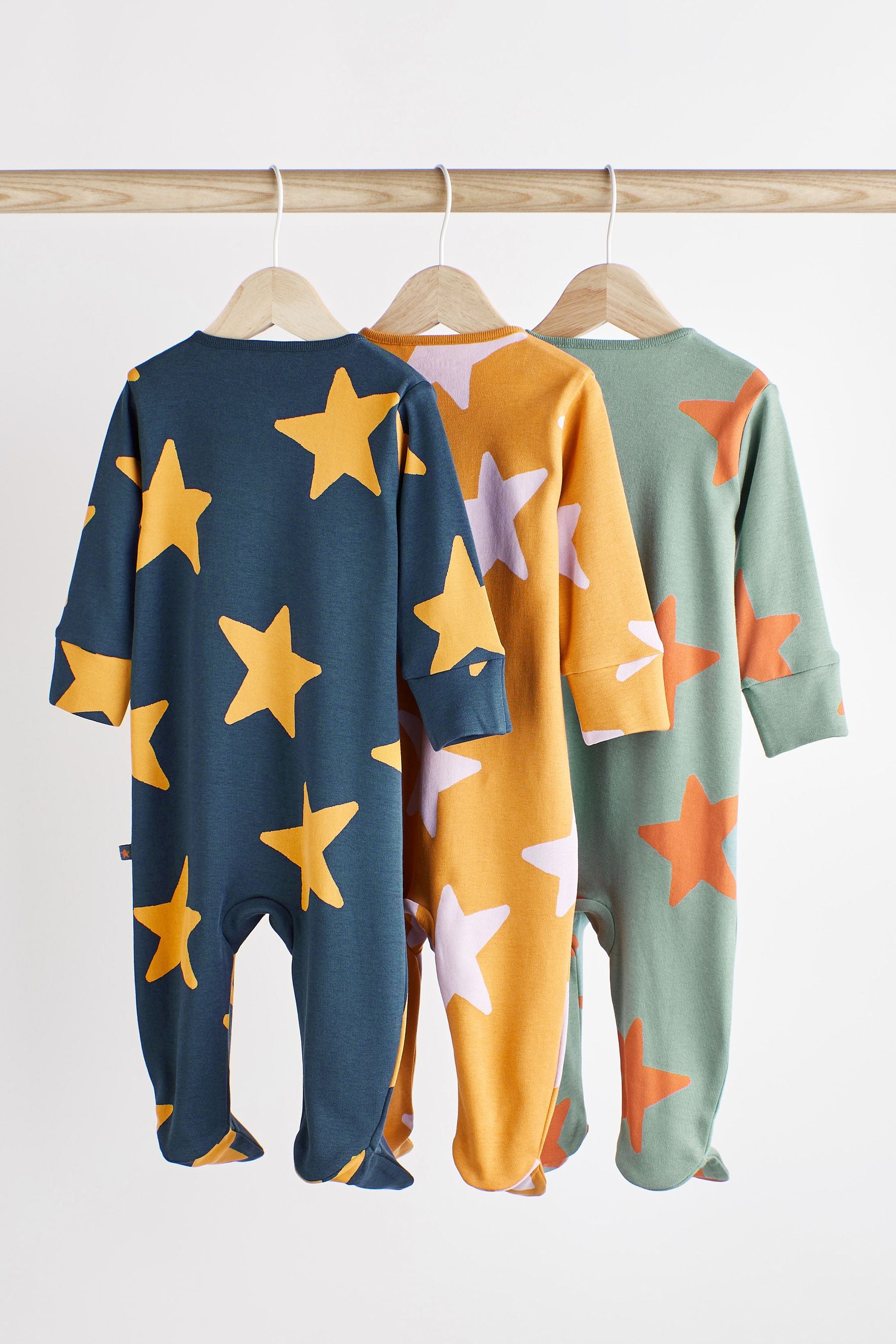 Blue Baby Zip Sleepsuits 3 Pack (0mths-2yrs)