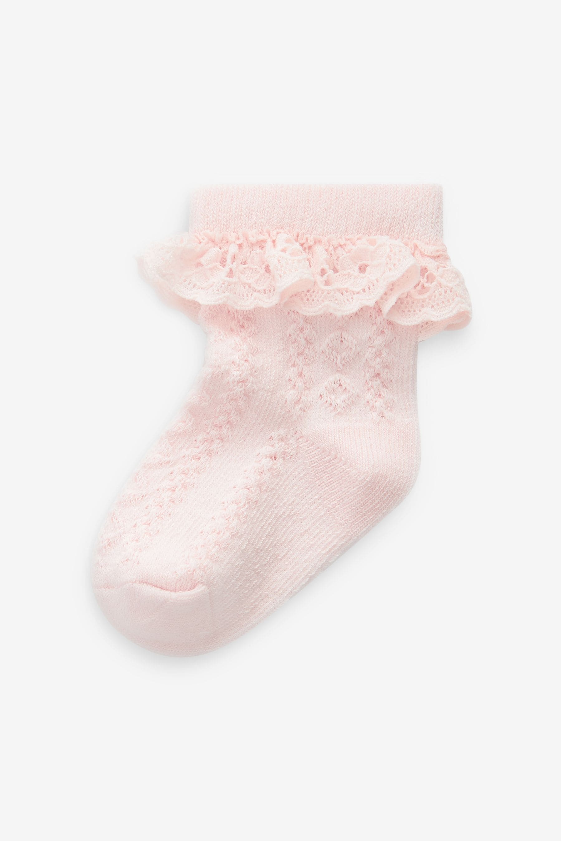 Pink Lace Baby Socks 3 Pack (0mths-2yrs)