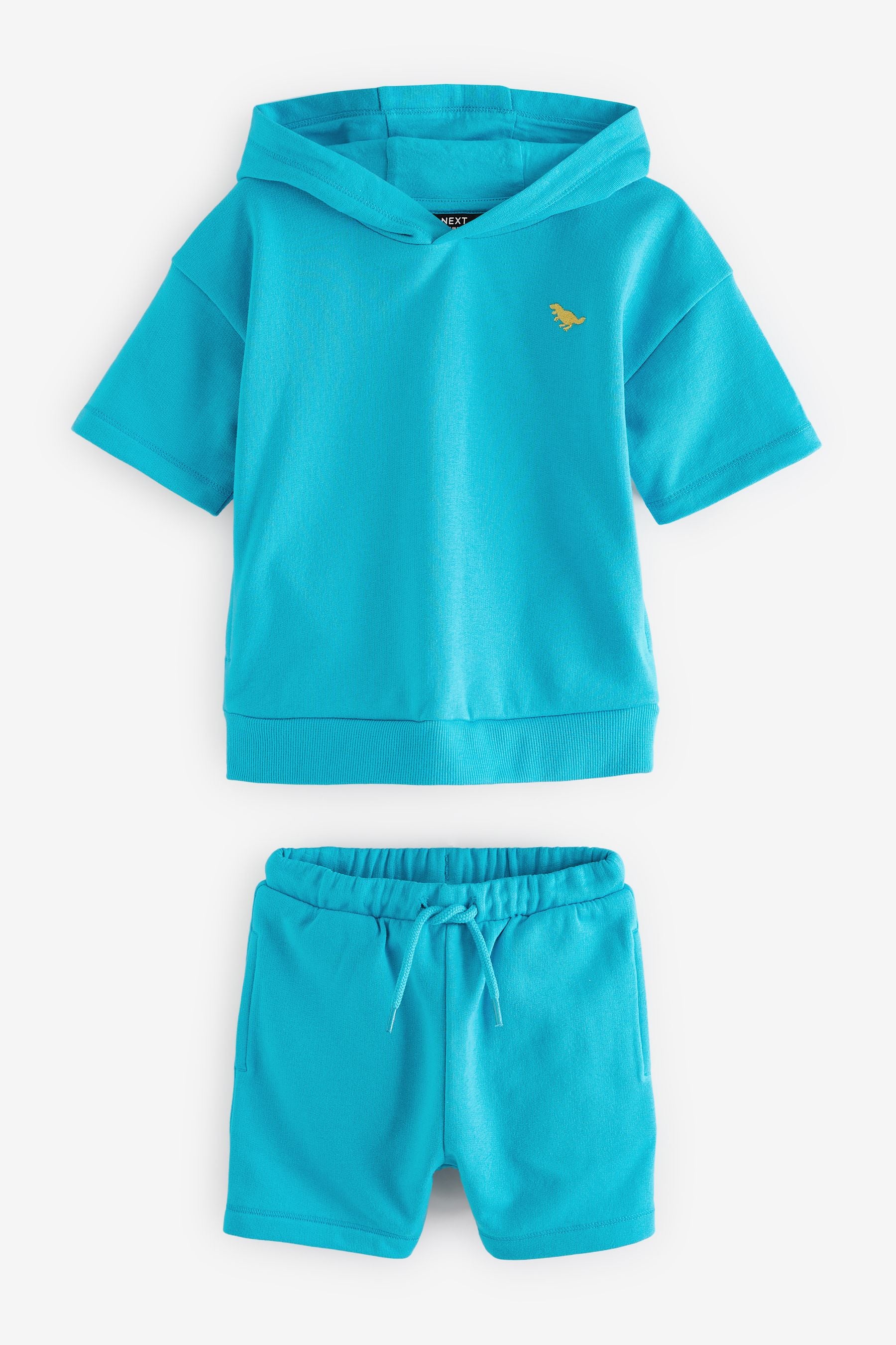 Blue Short Sleeve Hooded Sweatshirt and Shorts Set (3mths-7yrs)