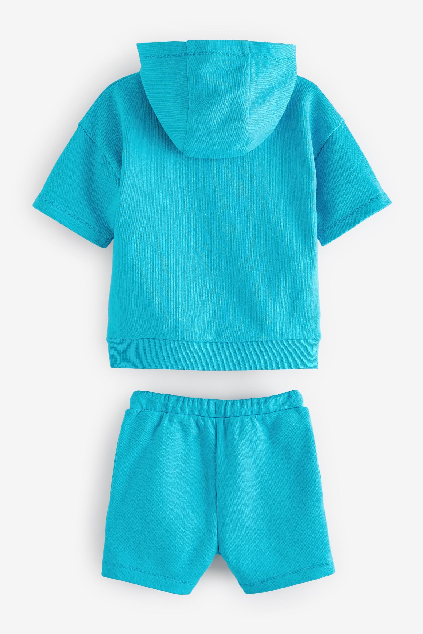 Blue Short Sleeve Hooded Sweatshirt and Shorts Set (3mths-7yrs)