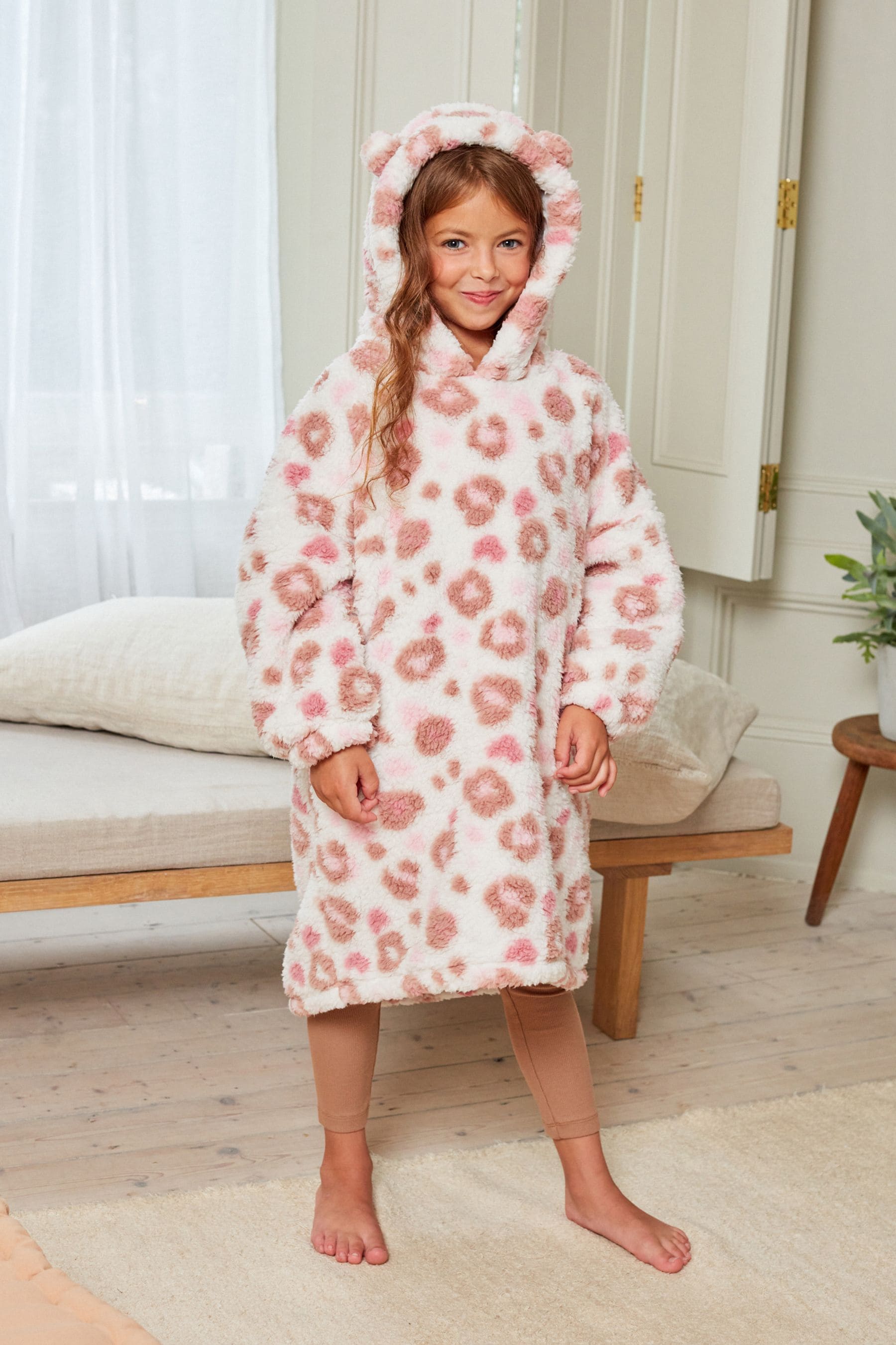 Neutral Animal Print Hooded Blanket (3-16yrs)