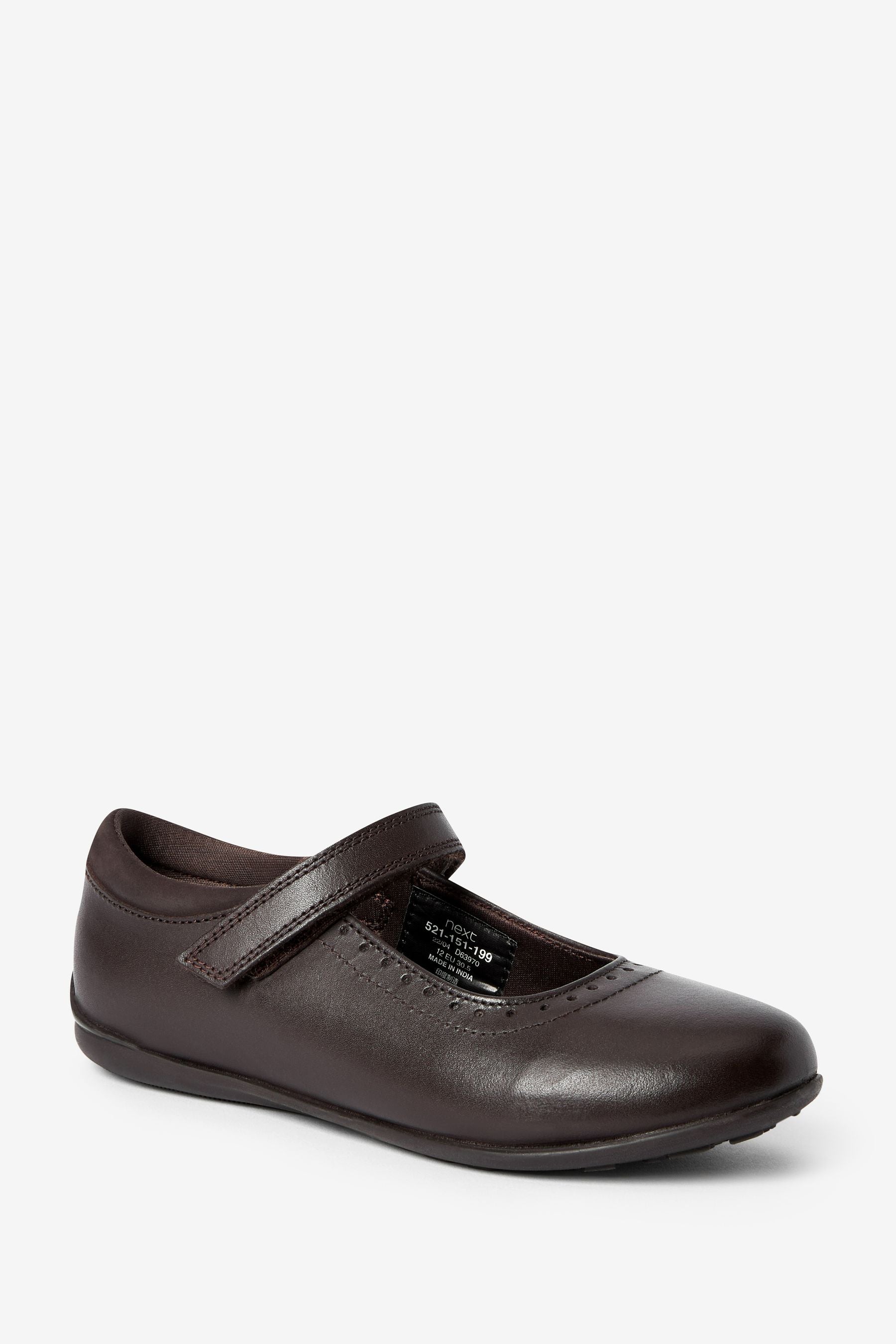 Chocolate Brown School Leather Mary Jane Brogues