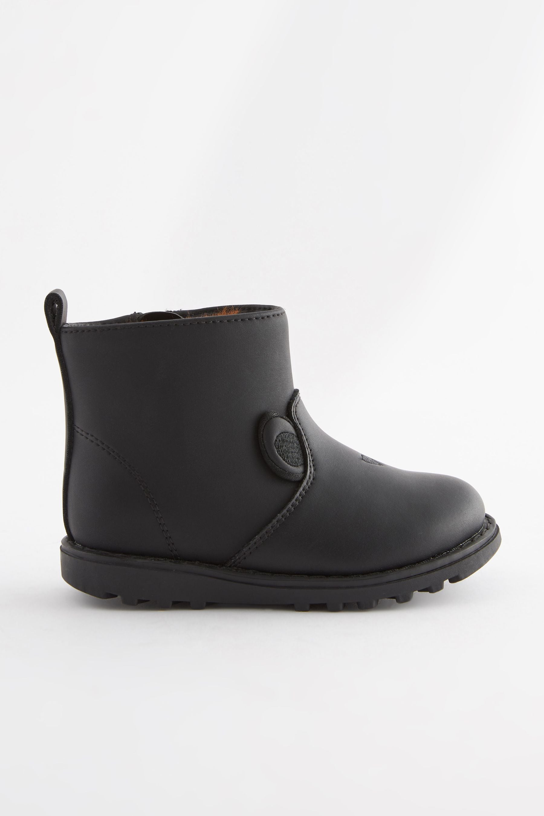 Black Warm Lined Character Boots With Zip Fastening