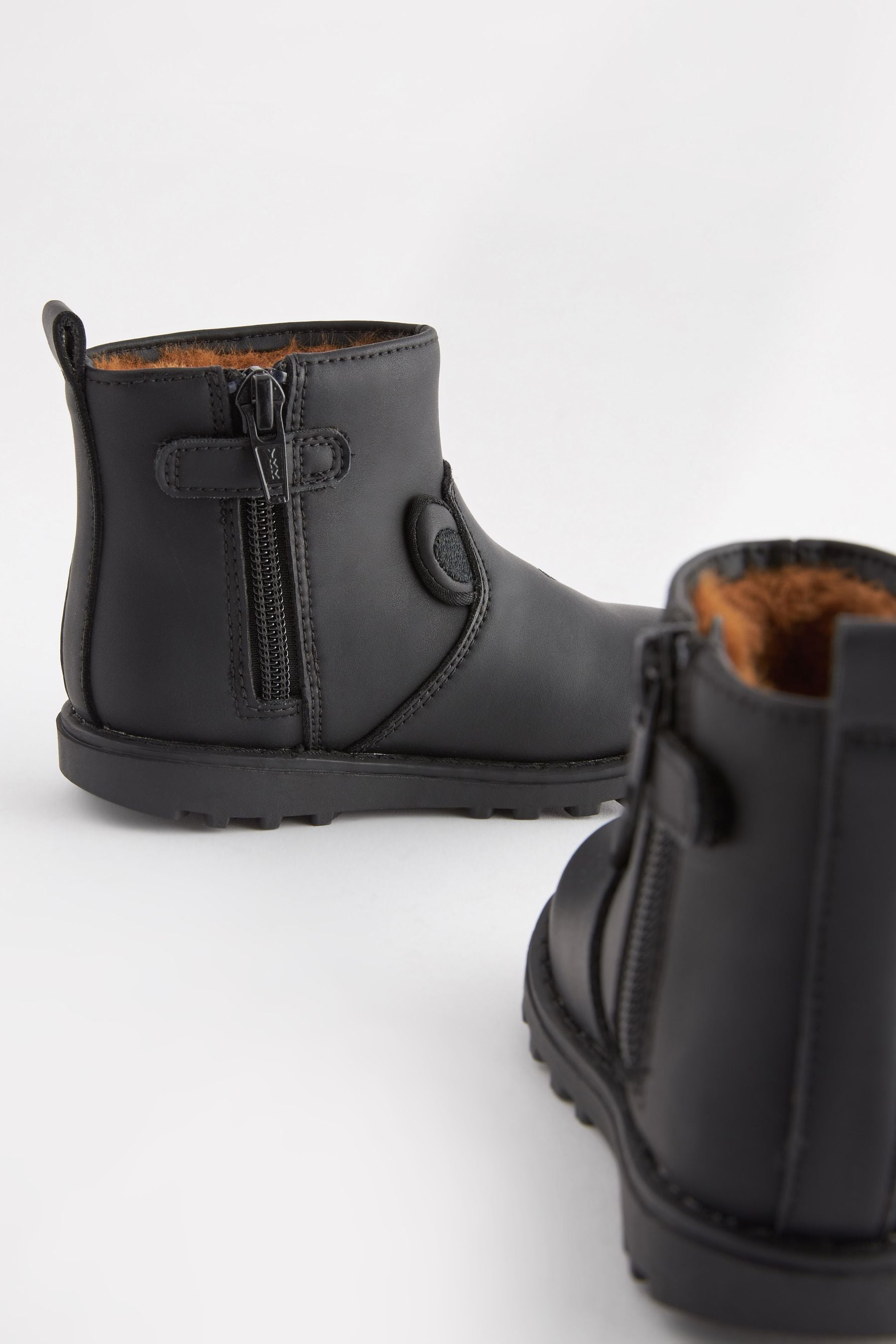 Black Warm Lined Character Boots With Zip Fastening