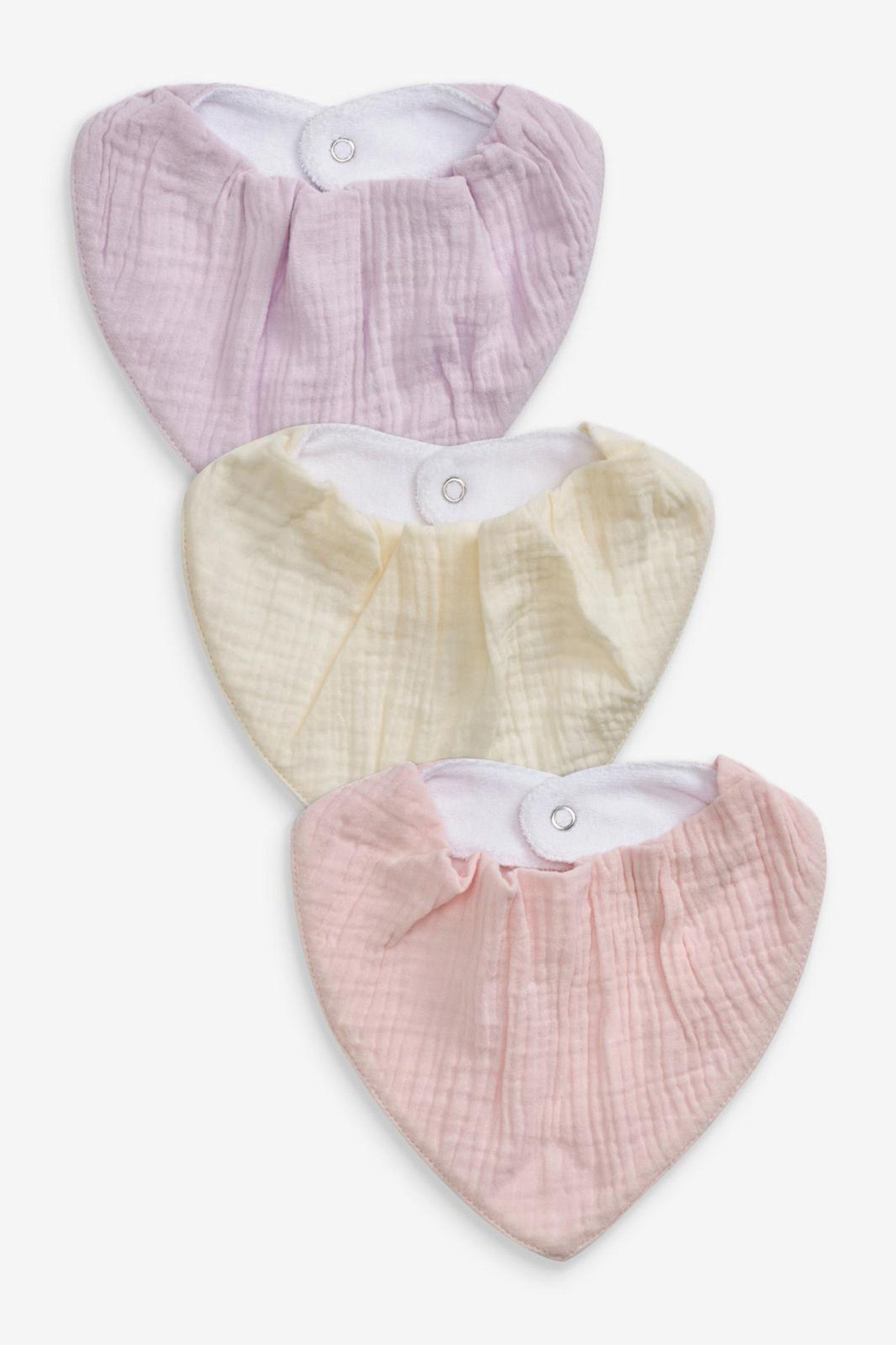 Lilac Purple 3 Pack Muslin Dribble Baby Bibs