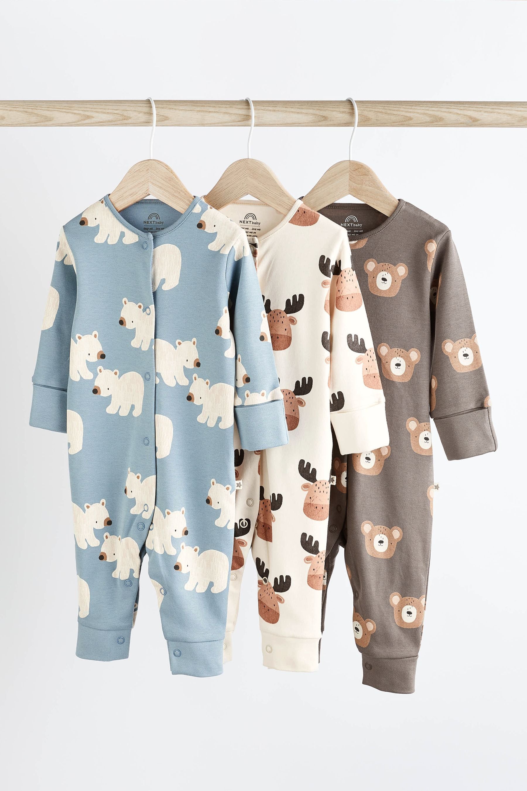 Neutral Baby Footless Sleepsuits 3 Pack (0mths-3yrs)