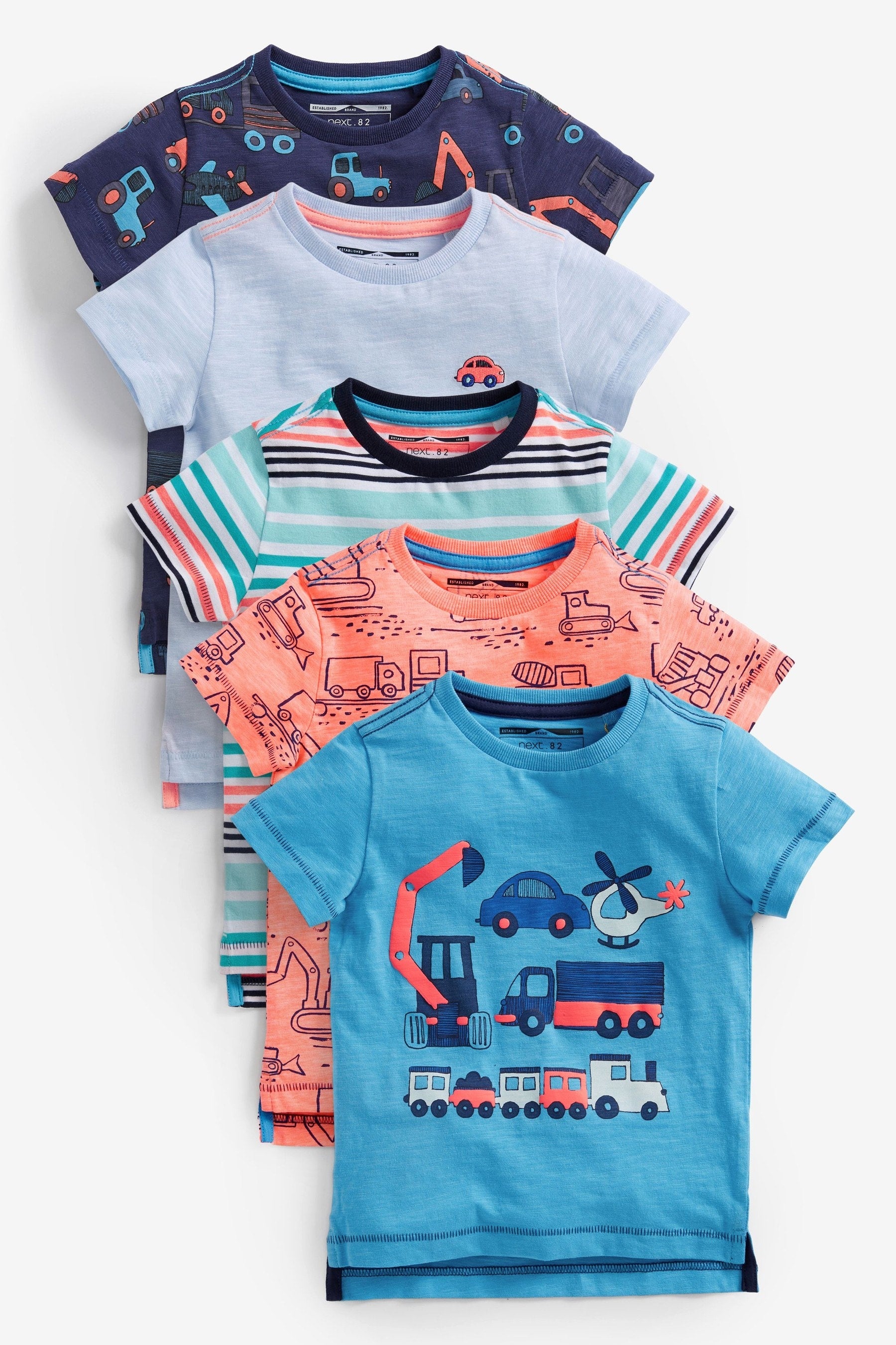 Blue Transport Short Sleeve T-Shirt 5 Pack (3mths-7yrs)