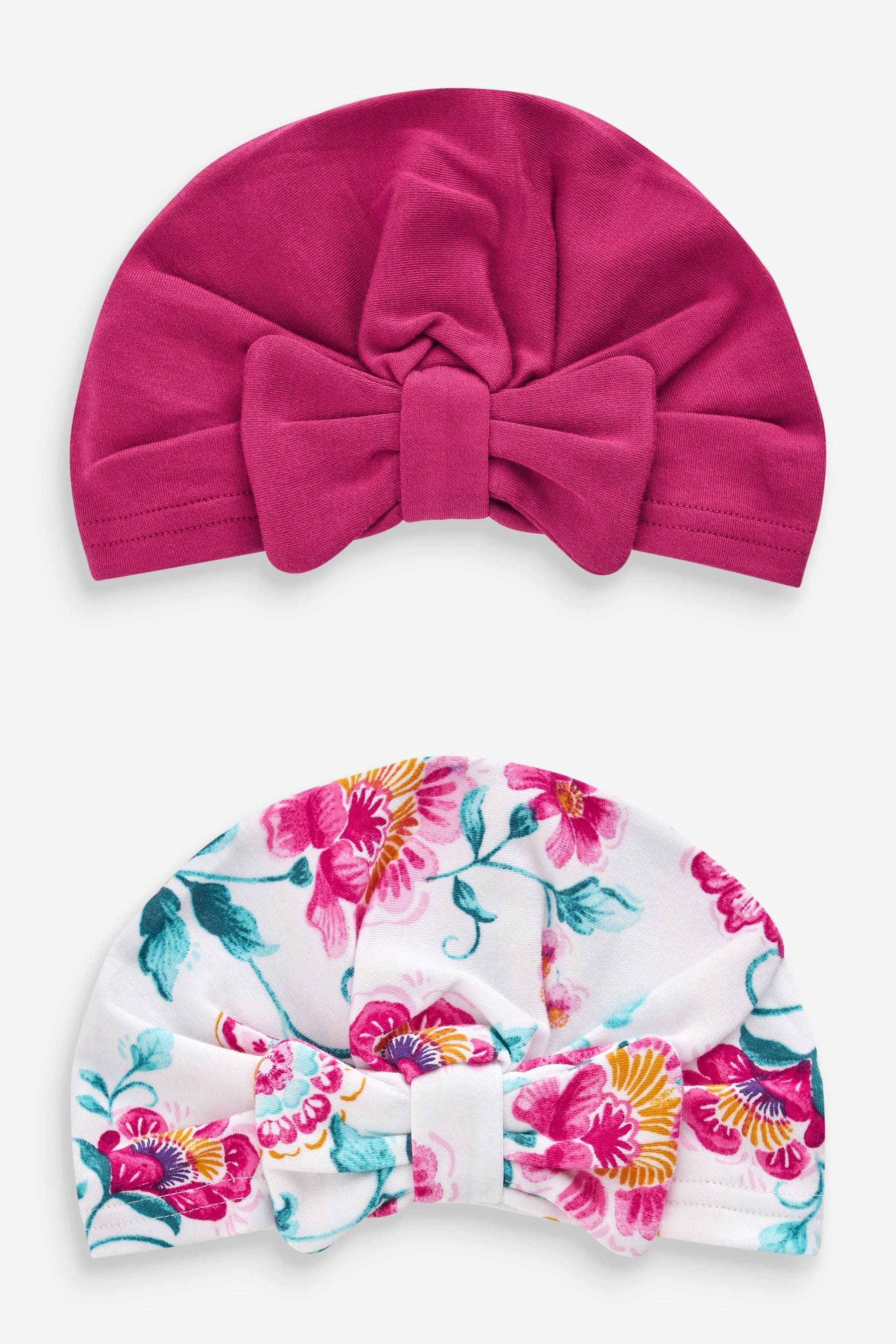 Pink/Red Baby Bow Turban Hats 2 Pack (0mths-2yrs)