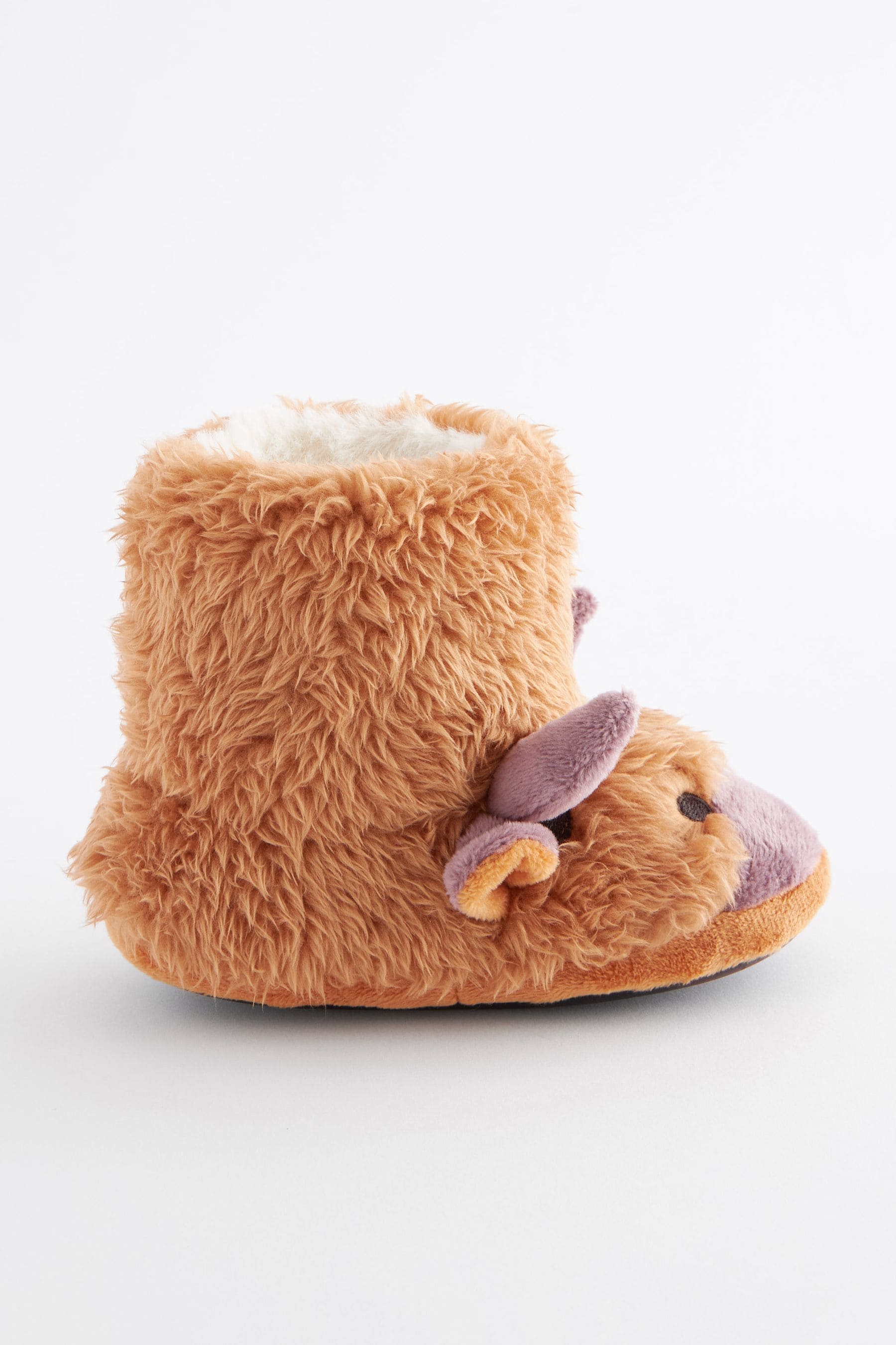 Rust Brown Cow Warm Lined Slipper Boots