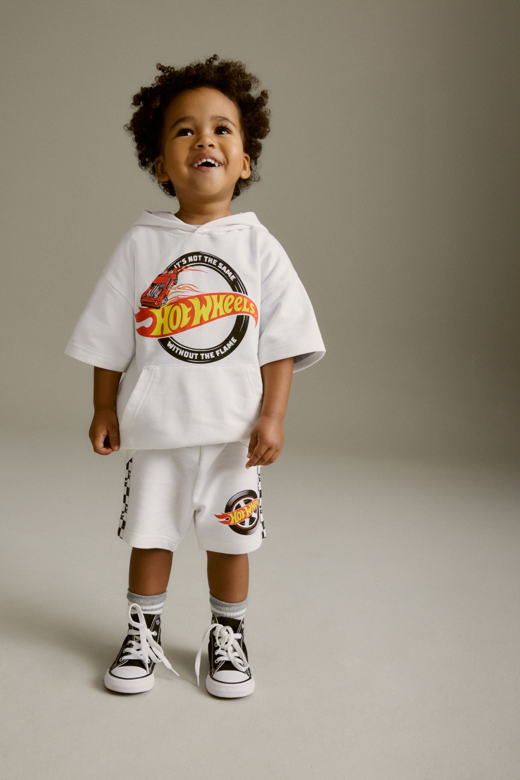 White Hot Wheels Jersey Hoodie and Shorts Set (3mths-8yrs)