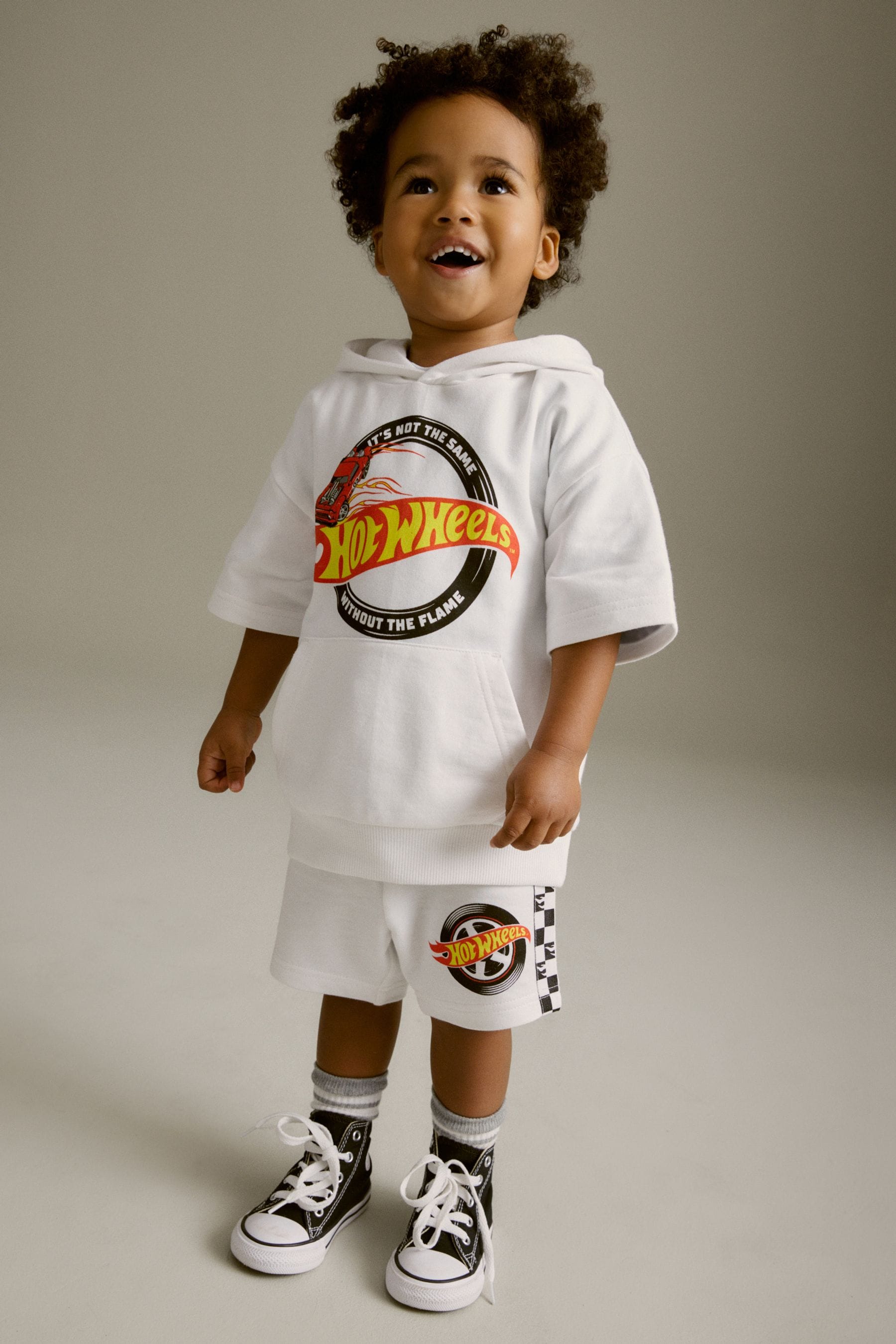 White Hot Wheels Jersey Hoodie and Shorts Set (3mths-8yrs)