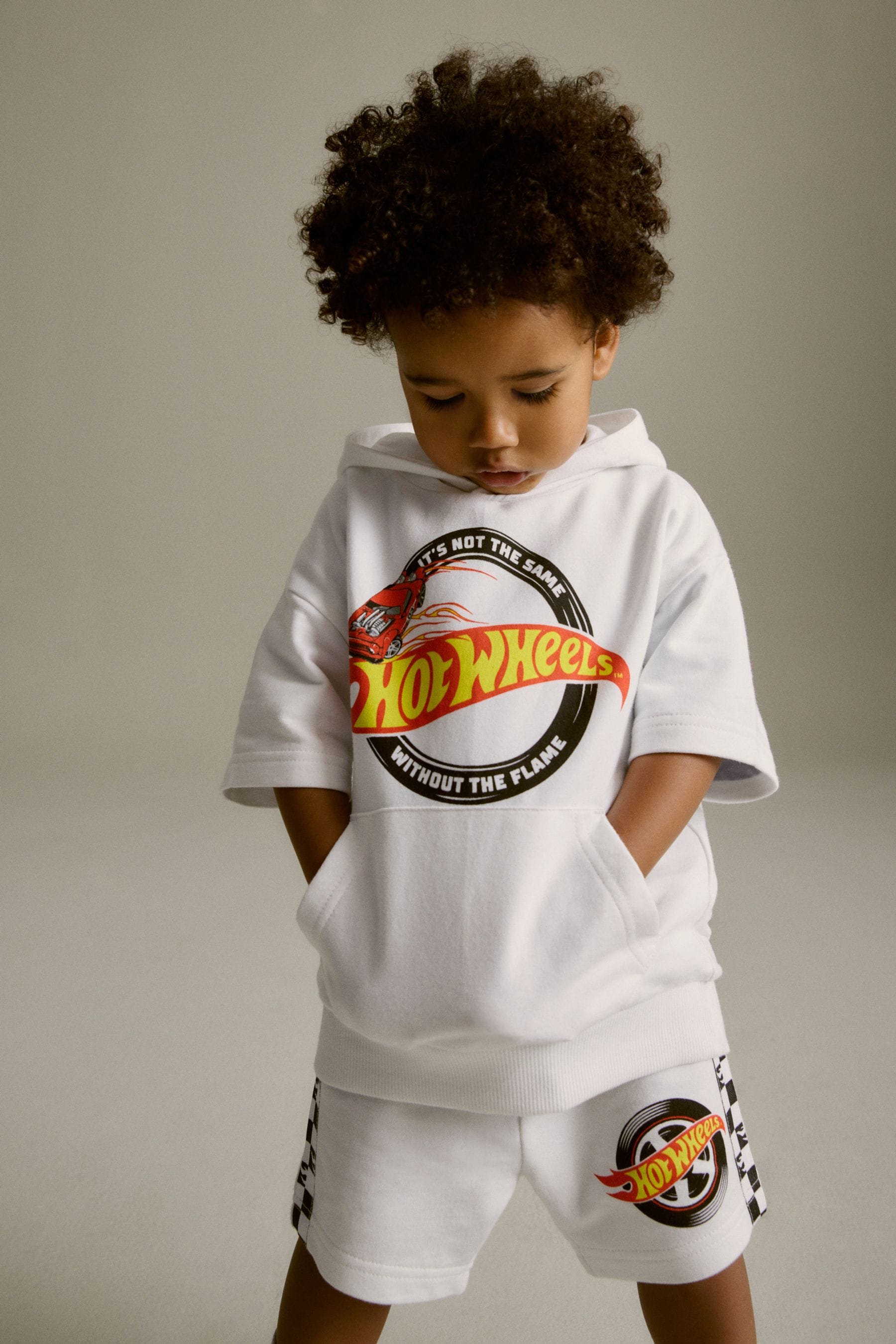 White Hot Wheels Jersey Hoodie and Shorts Set (3mths-8yrs)