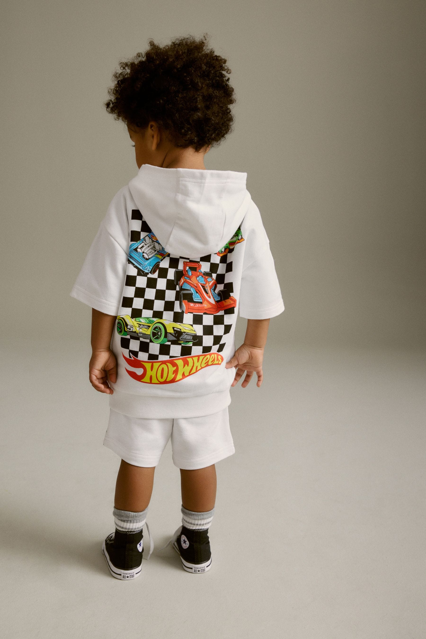 White Hot Wheels Jersey Hoodie and Shorts Set (3mths-8yrs)