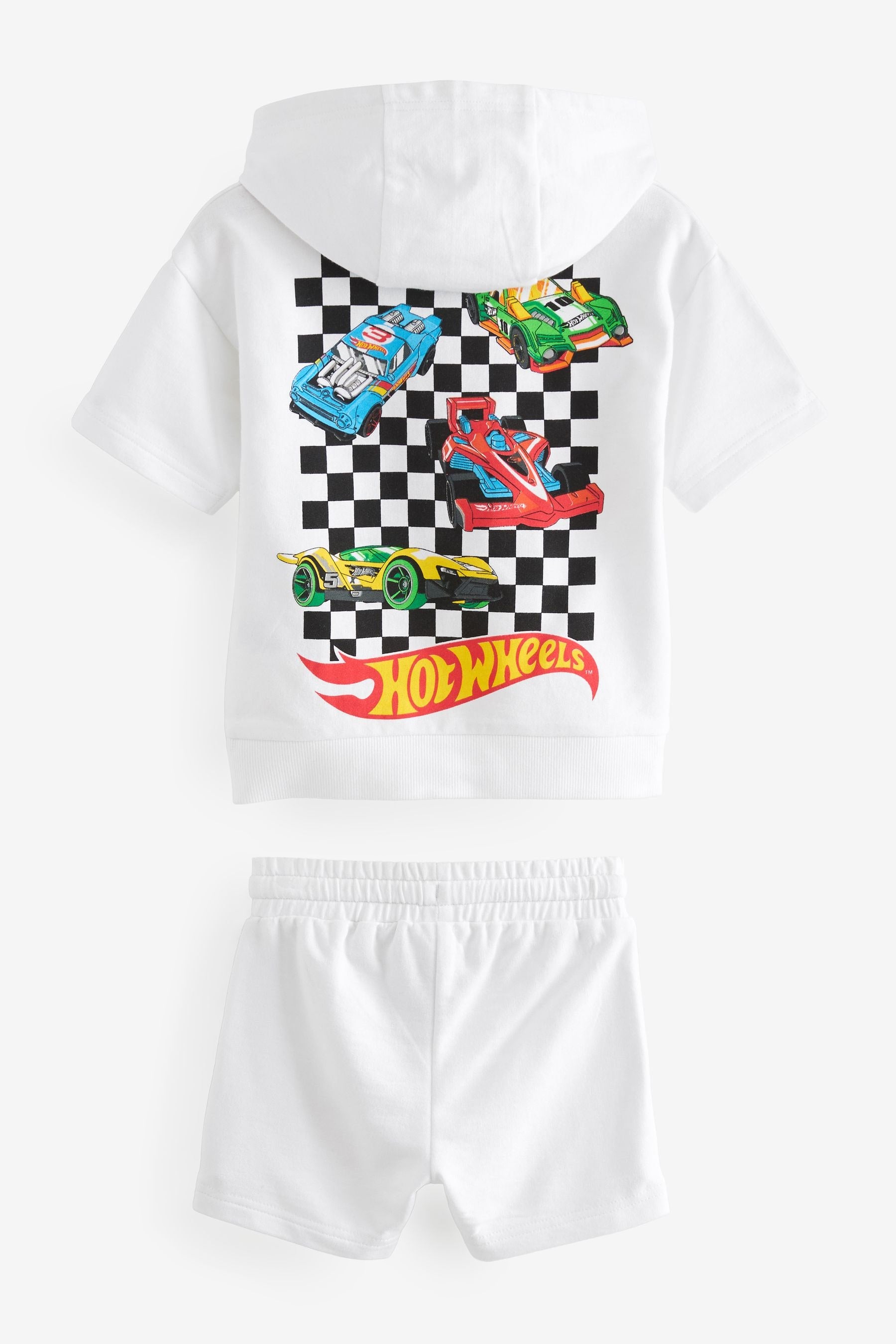 White Hot Wheels Jersey Hoodie and Shorts Set (3mths-8yrs)