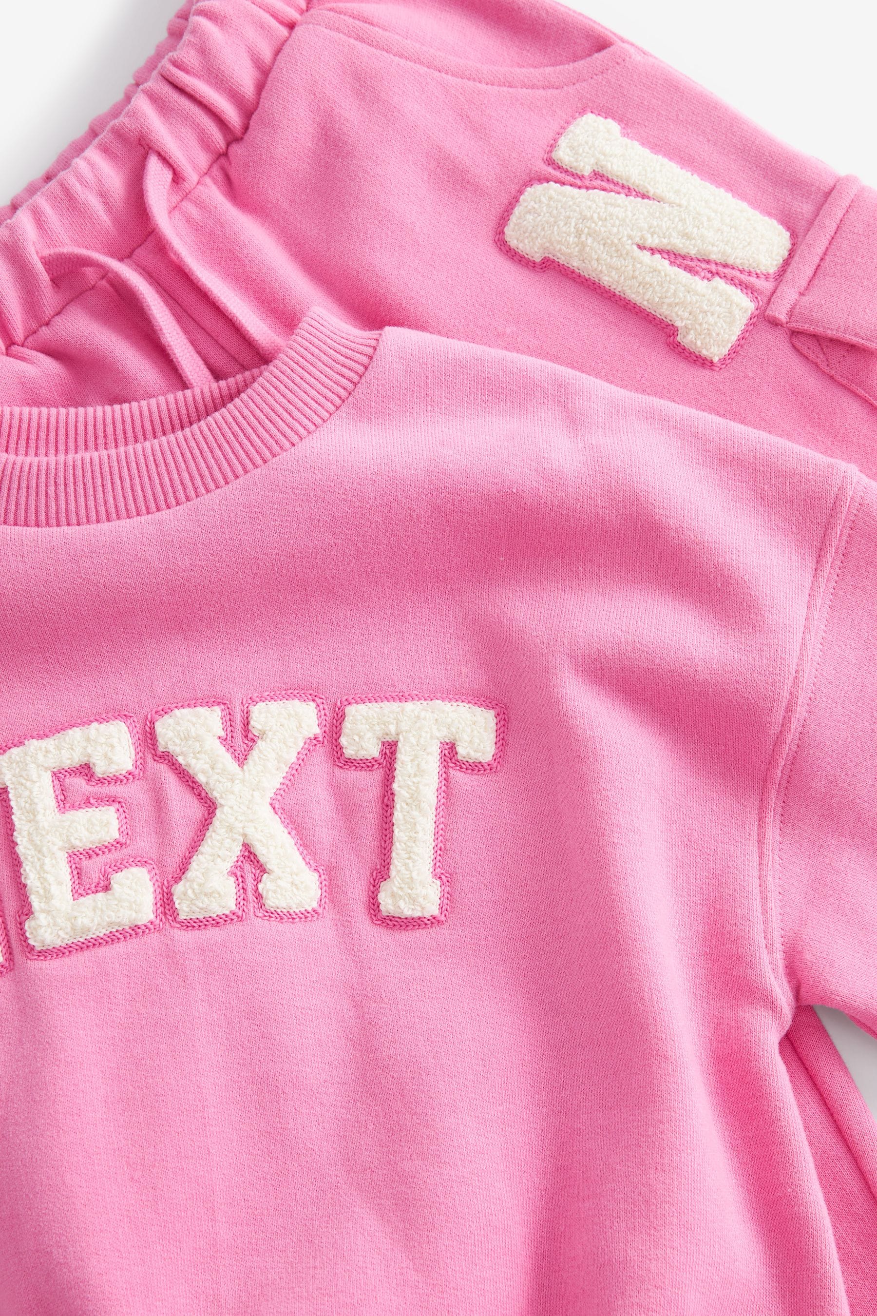 Pink Next Logo Sweatshirt And Cargo Joggers Set (3mths-7yrs)