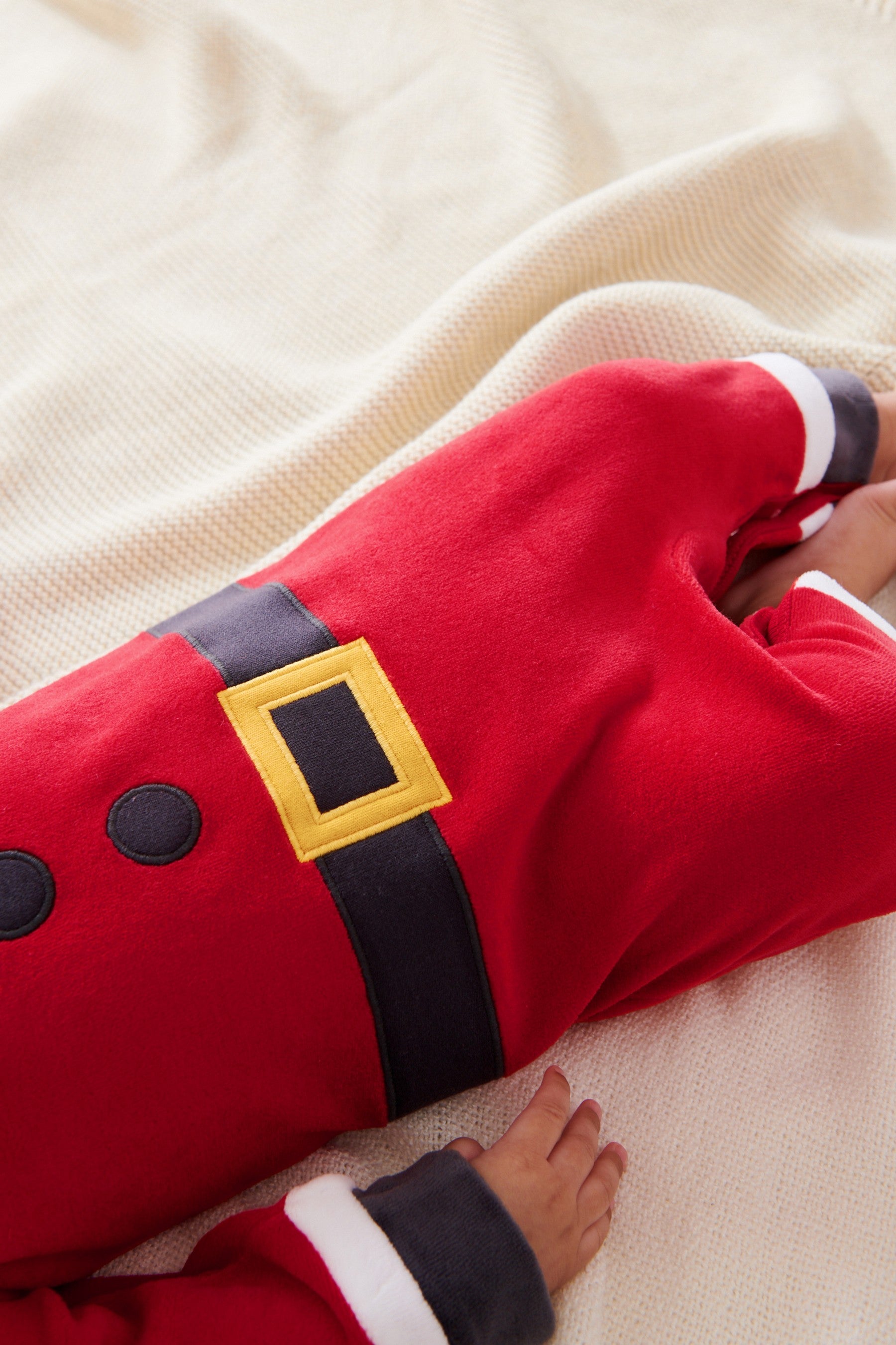 Christmas Santa Next Velour Baby Sleepsuit (0-3yrs)