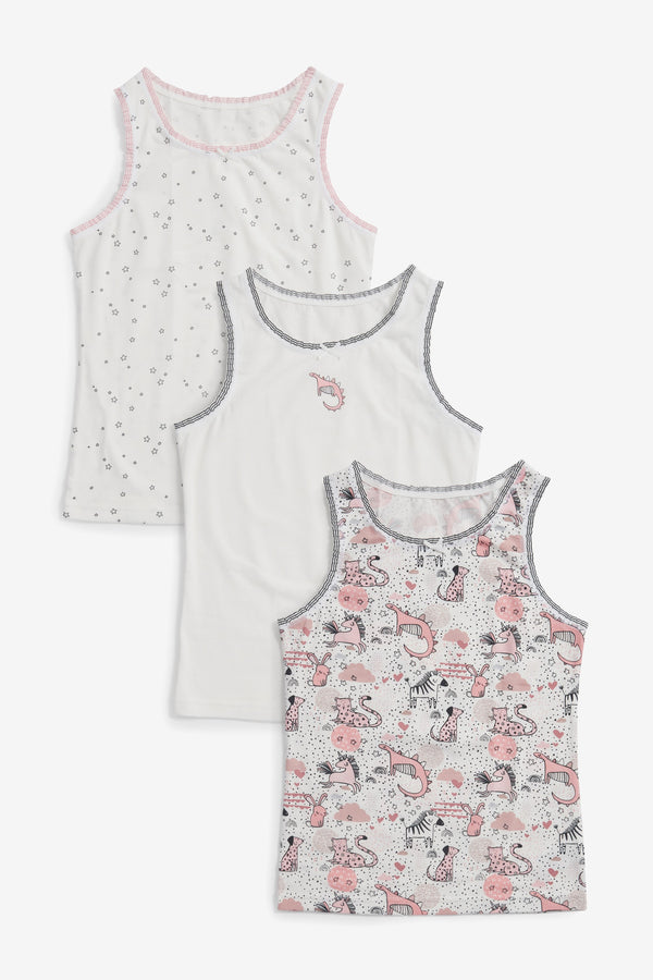 Pink/Black/White Character 3 Pack Vests (1.5-12yrs)