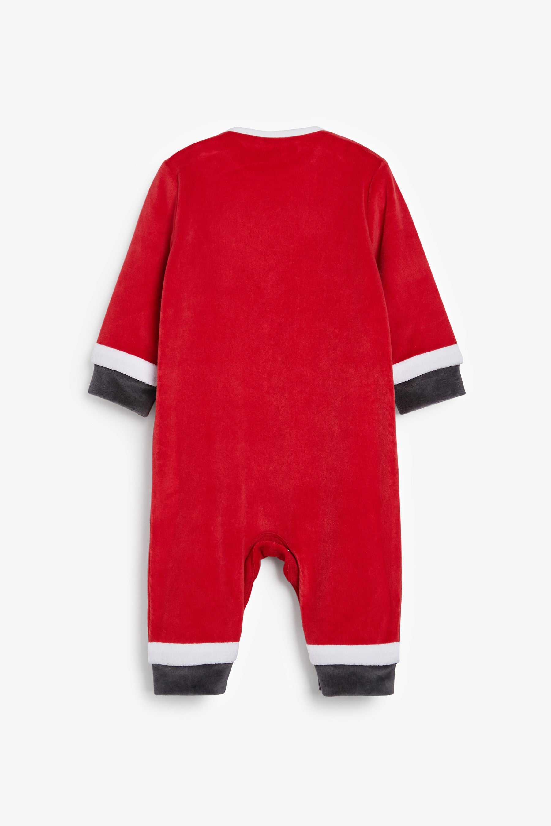 Christmas Santa Next Velour Baby Sleepsuit (0-3yrs)