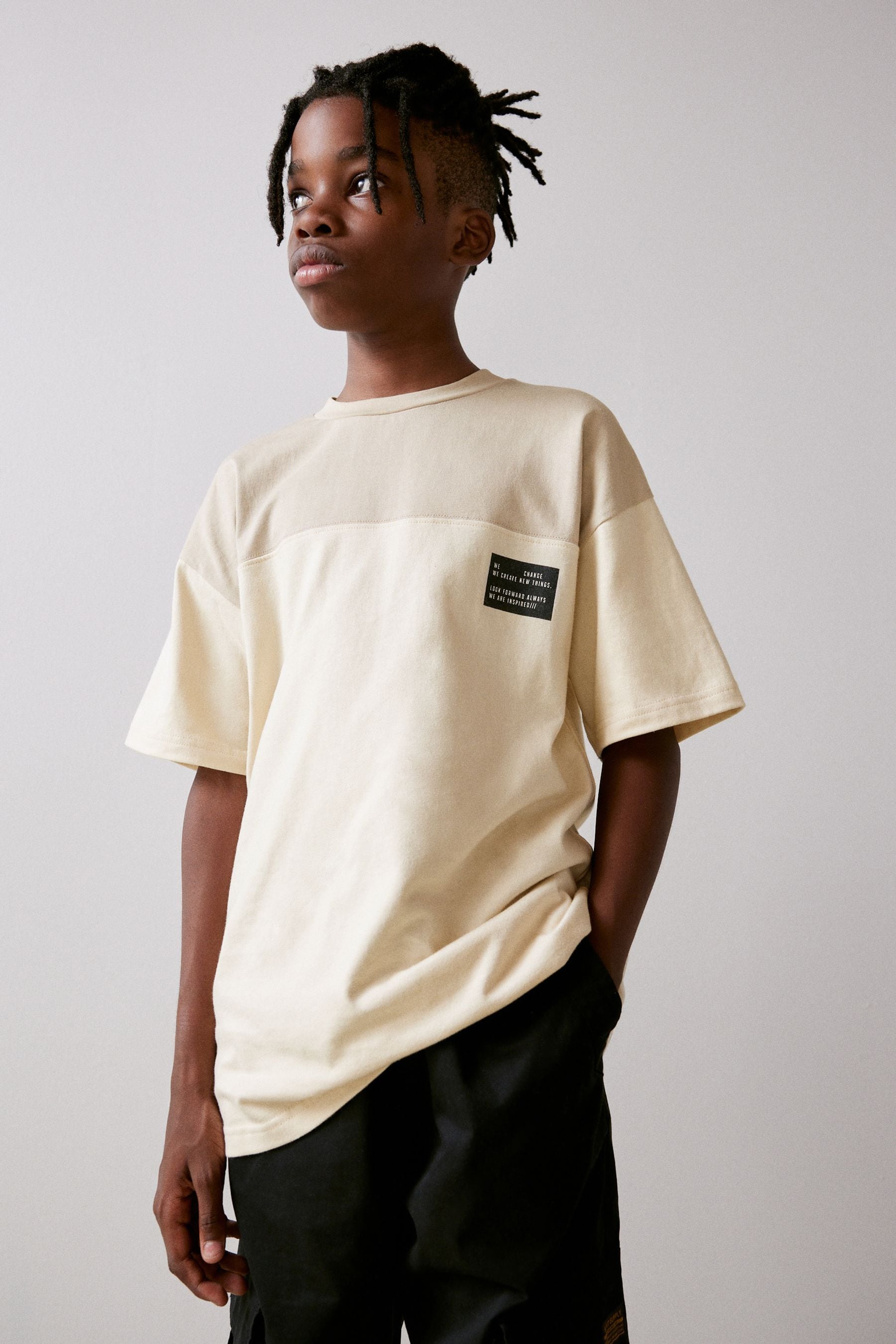 Cream Colourblock Short Sleeve T-Shirt (3-14yrs)