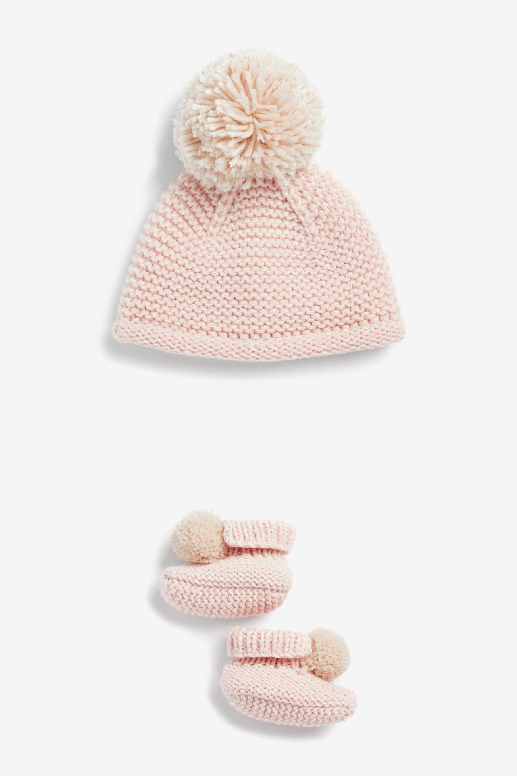 Pink Knitted Baby Hat and Bootie Set (0-12mths)